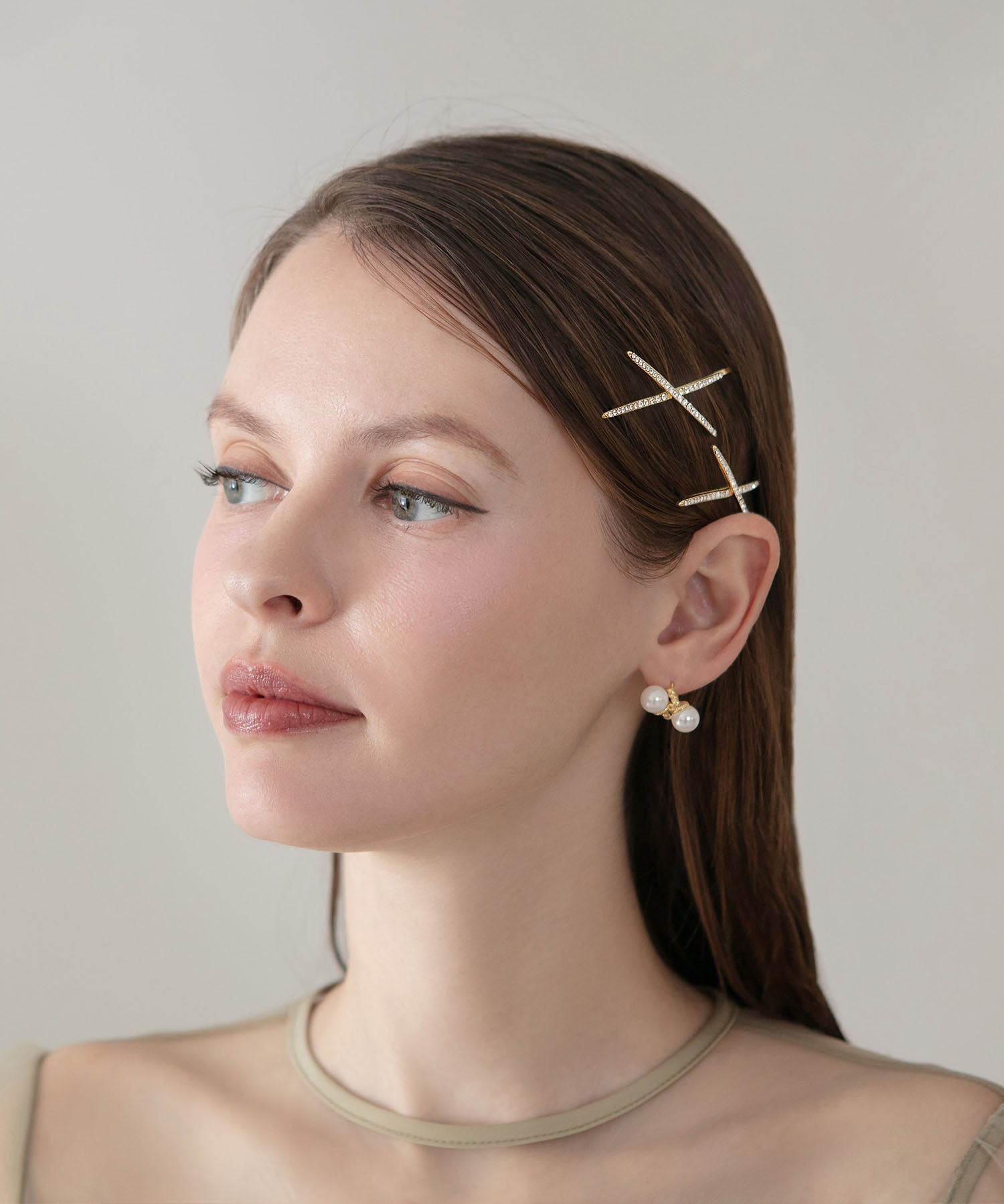 【当日発送】クロスビジューヘアピンセット