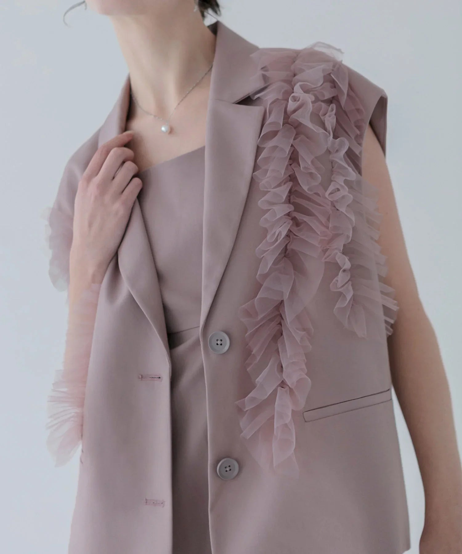 【当日発送】チュールフリルセットアップワンピースドレス