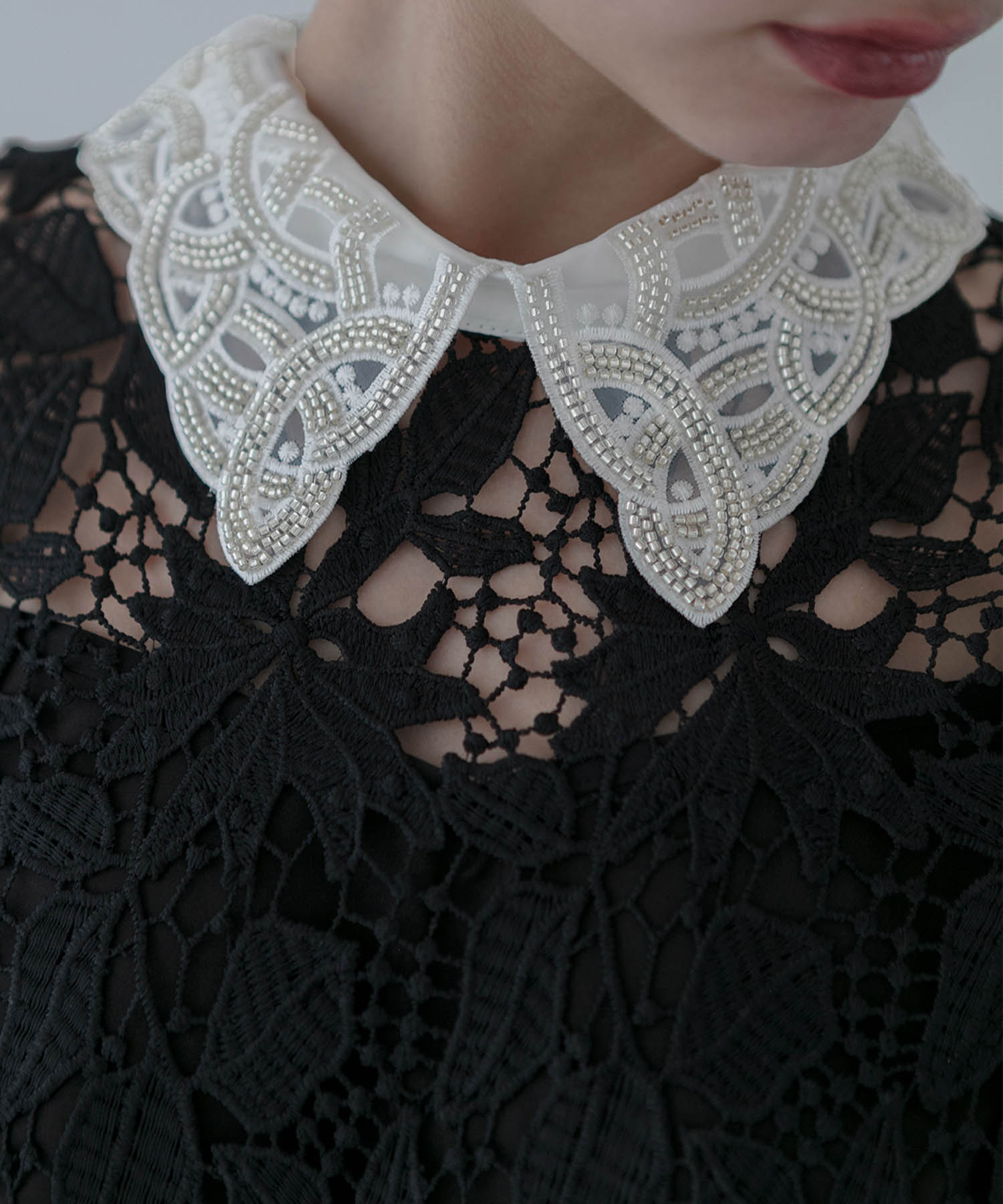 【一部当日発送】花柄レースビジューカラーAラインワンピースドレス