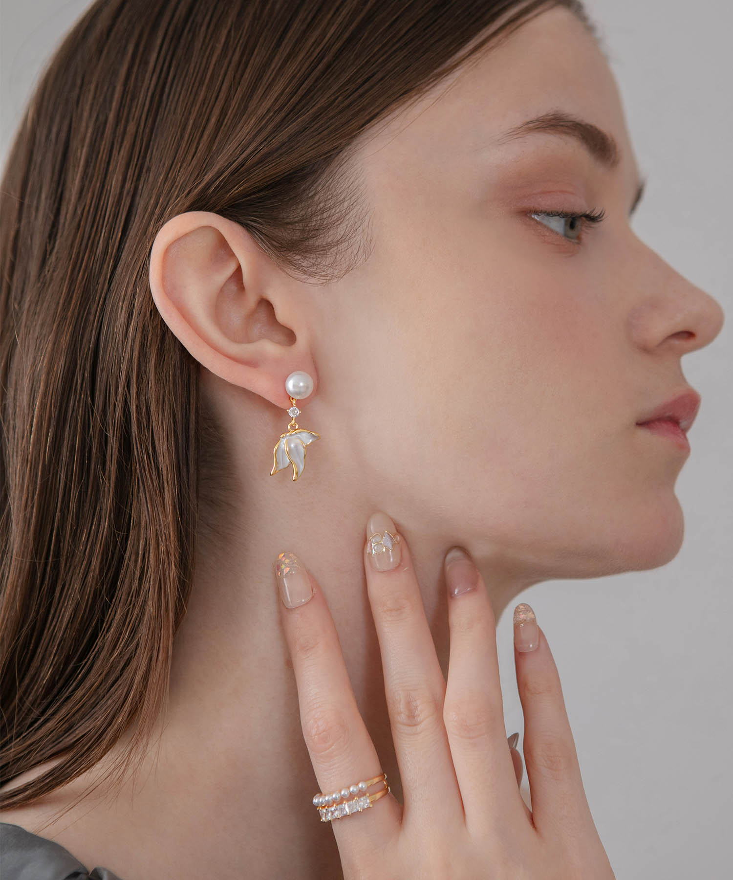 【当日発送】フラワードロップパールピアス