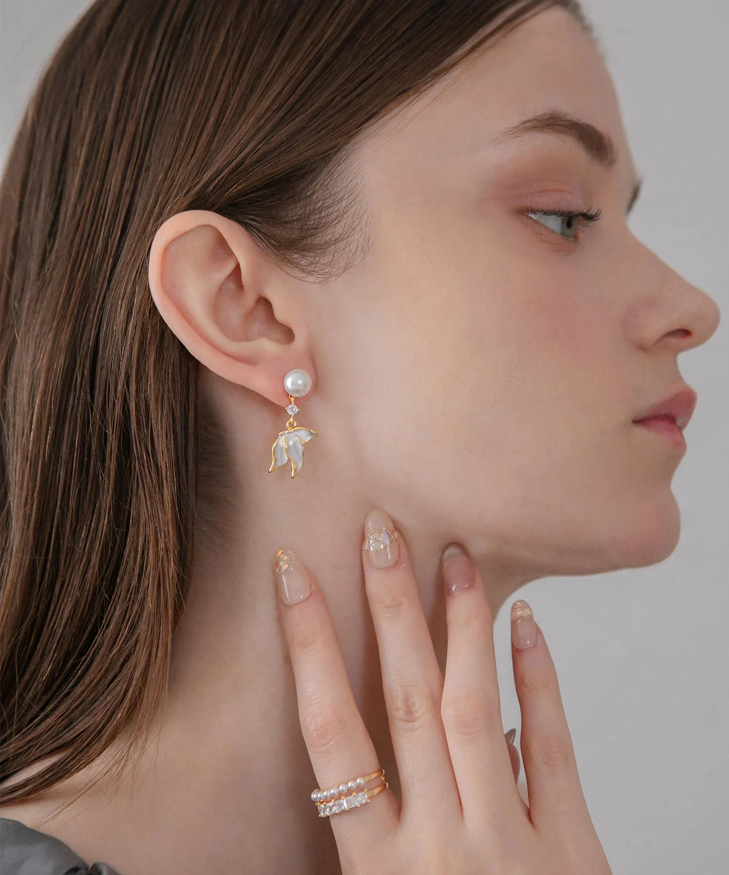 【当日発送】フラワードロップパールピアス