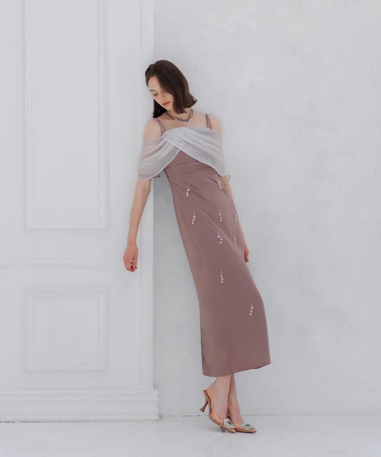 【SOLD OUT】2WAYシアーレイヤードビスチェIラインワンピースドレス