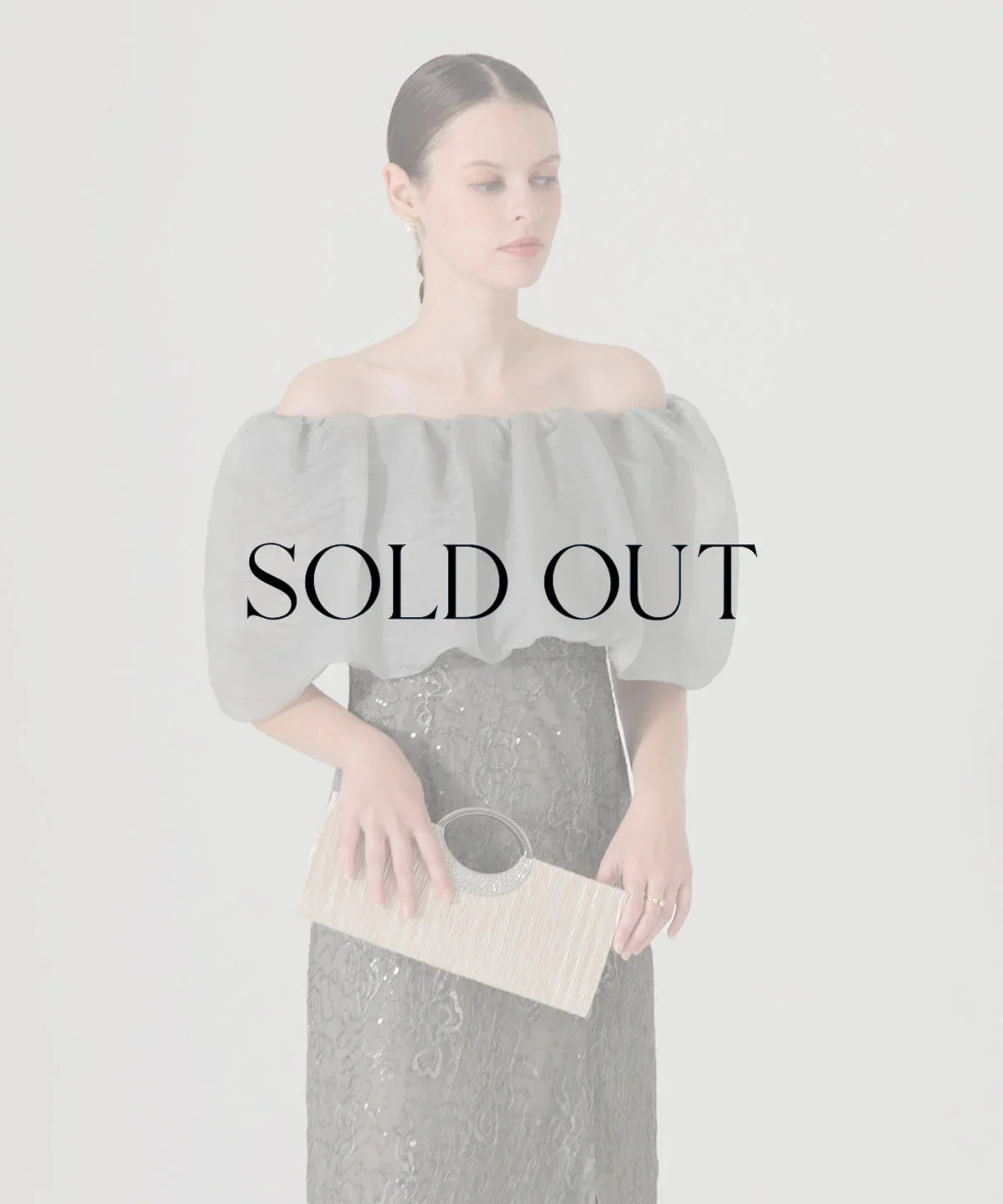 【SOLD OUT】2WAYオフショルダーパフスリーブIラインワンピースドレス