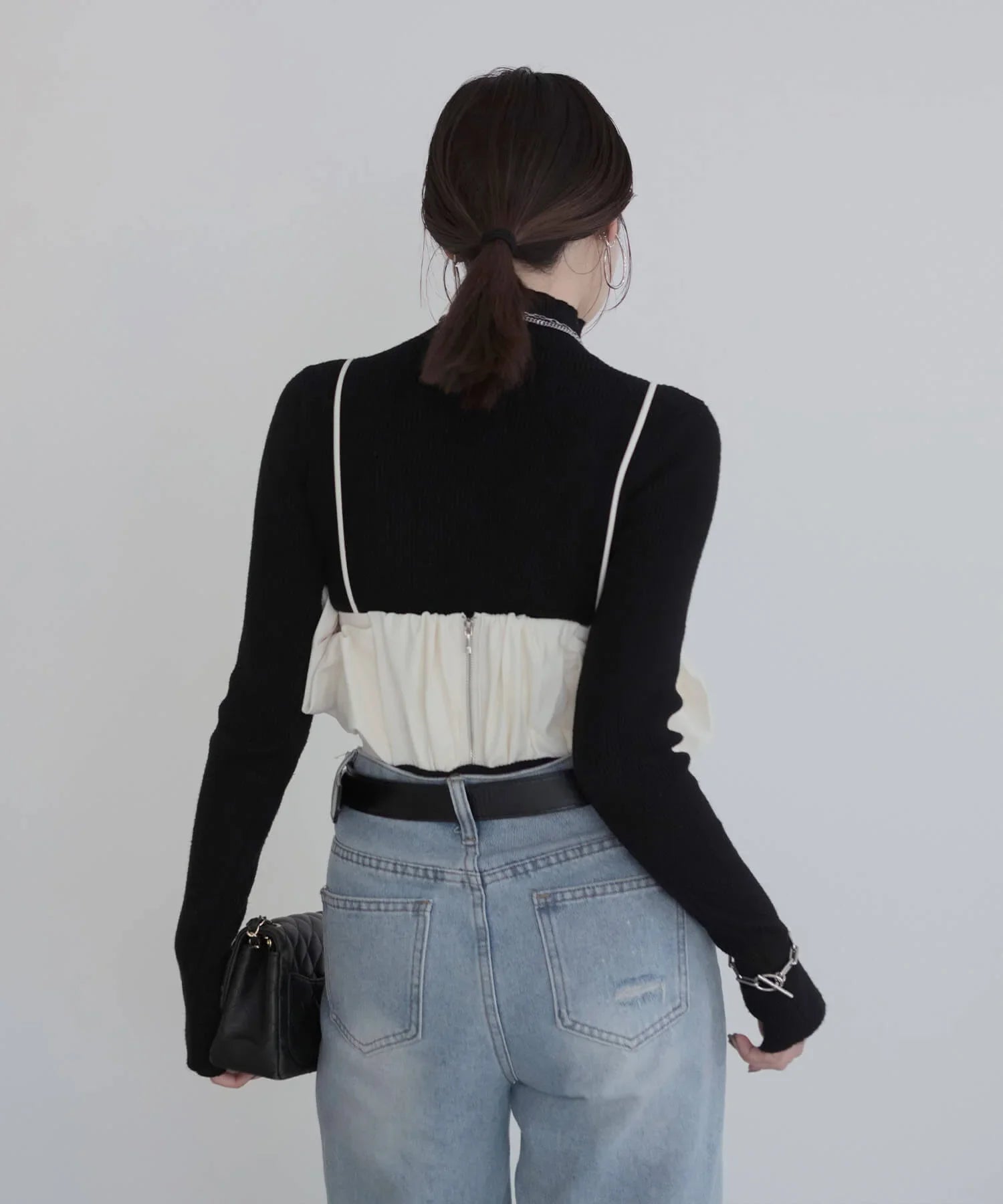 【当日発送】サイドフリルバックジップキャミビスチェ