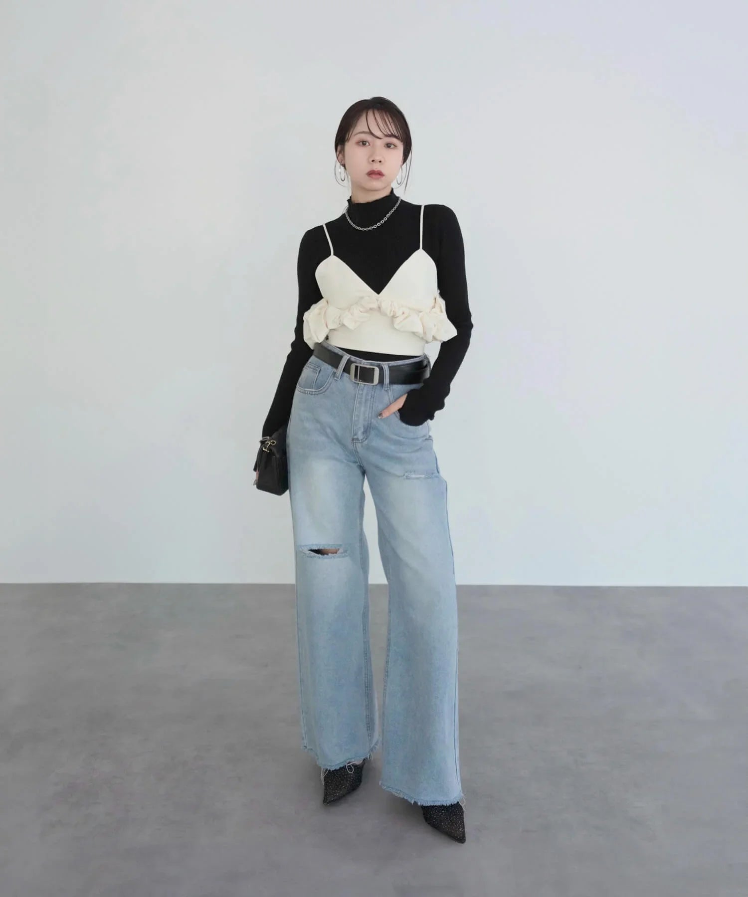 【当日発送】サイドフリルバックジップキャミビスチェ