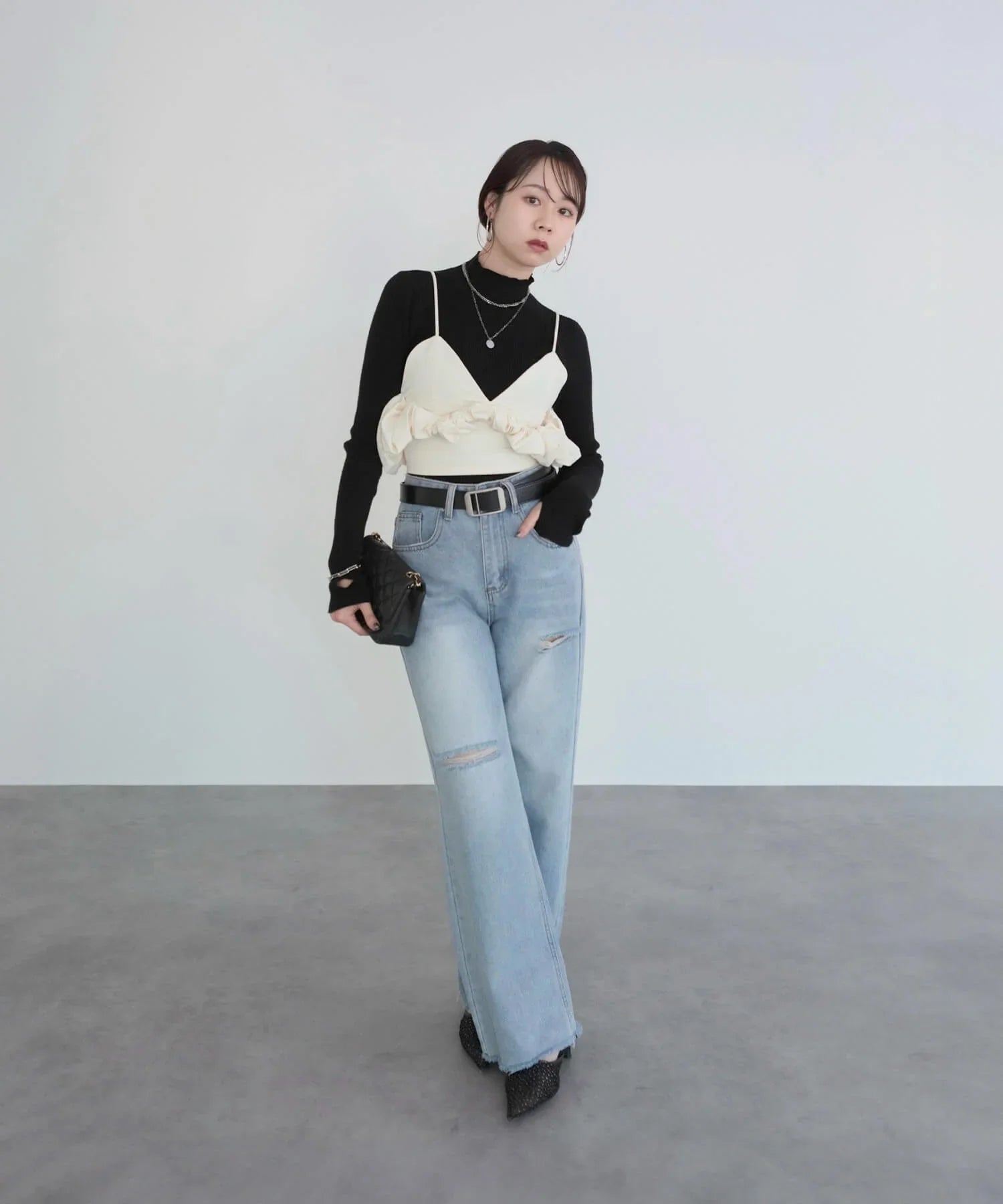 【当日発送】サイドフリルバックジップキャミビスチェ