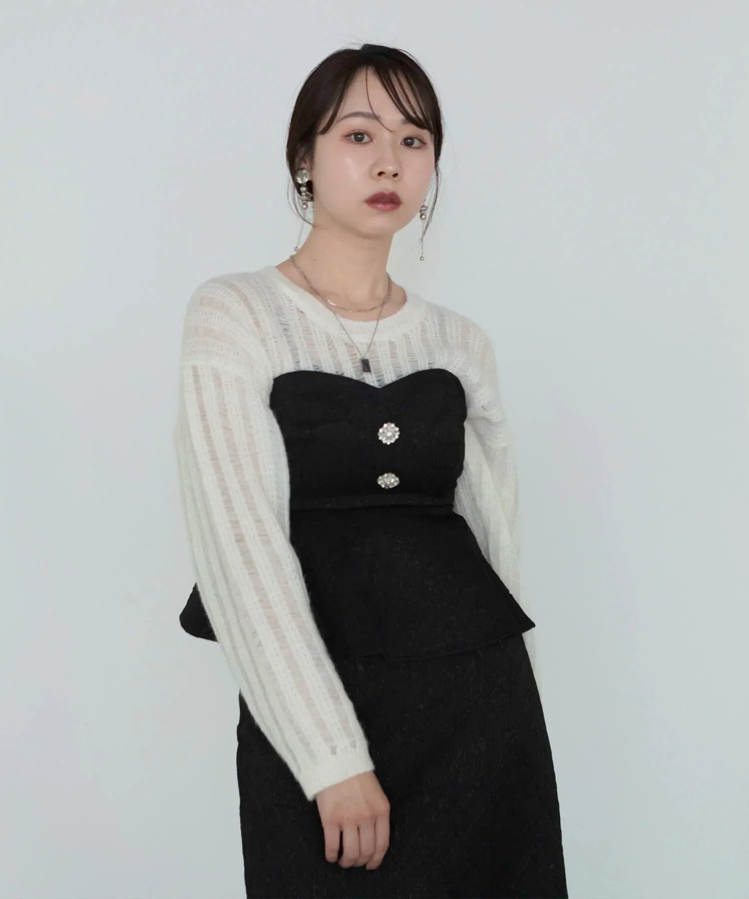 【当日発送】メッシュプルオーバーニットトップス