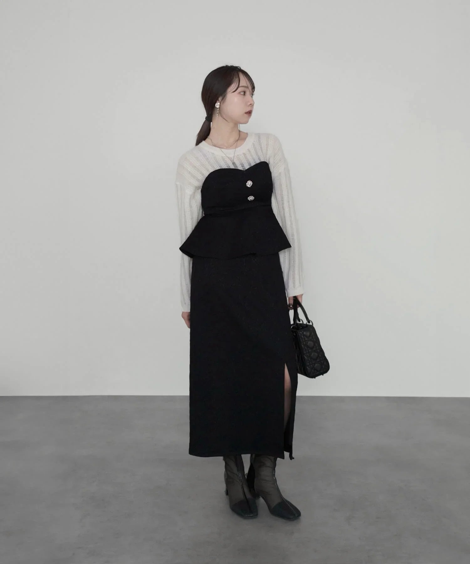 【当日発送】メッシュプルオーバーニットトップス