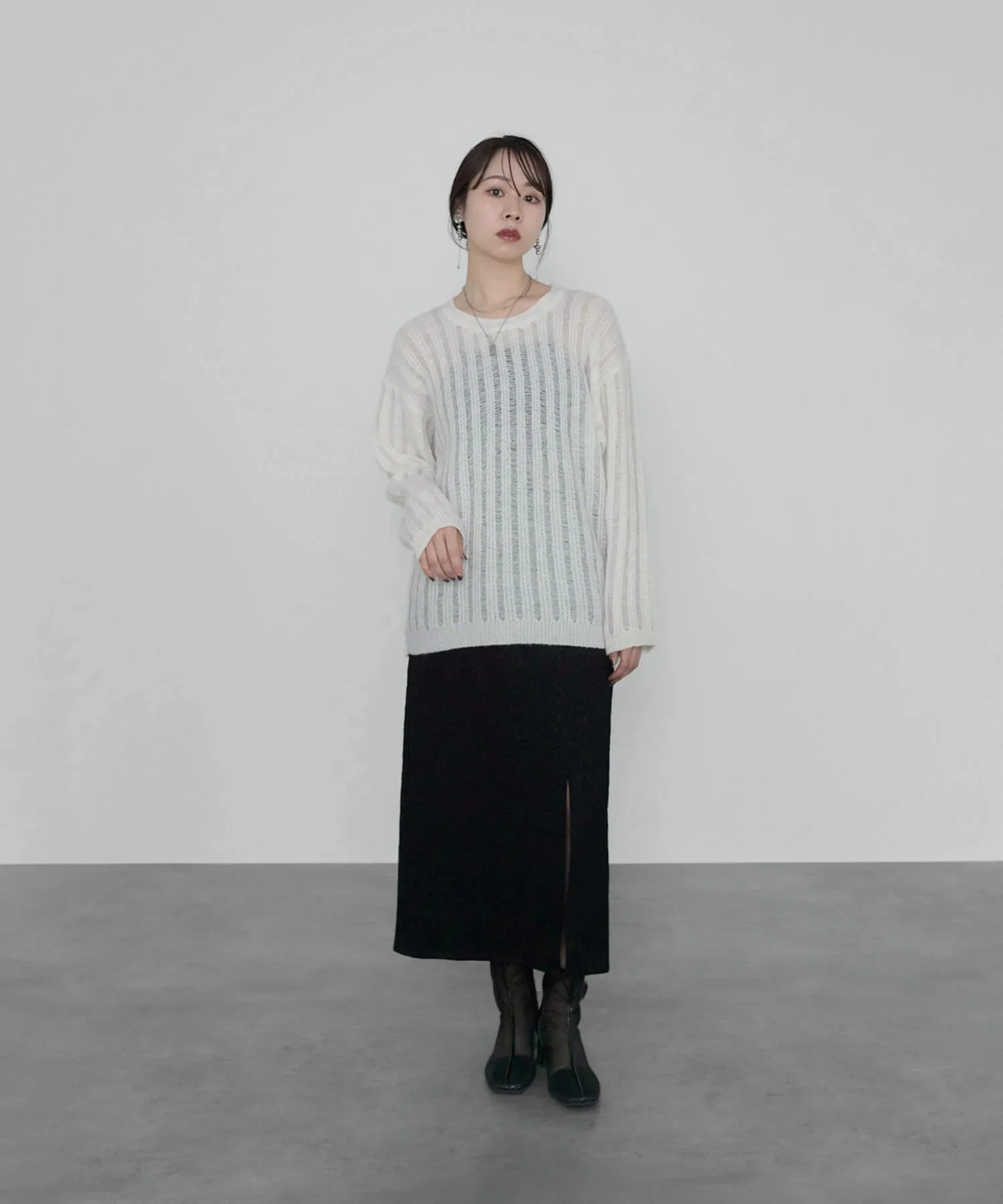 【当日発送】メッシュプルオーバーニットトップス