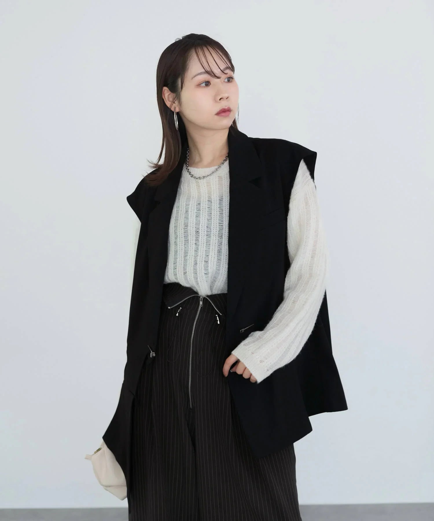 【当日発送】メッシュプルオーバーニットトップス