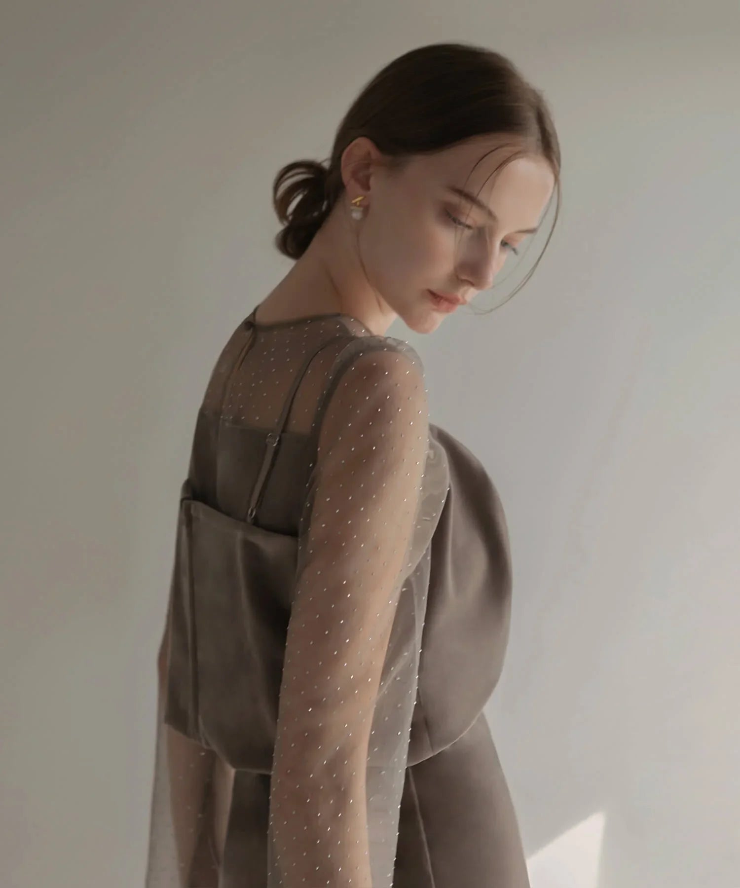 【当日発送】2WAYリボンビスチェドットストーンベロアワンピースドレス