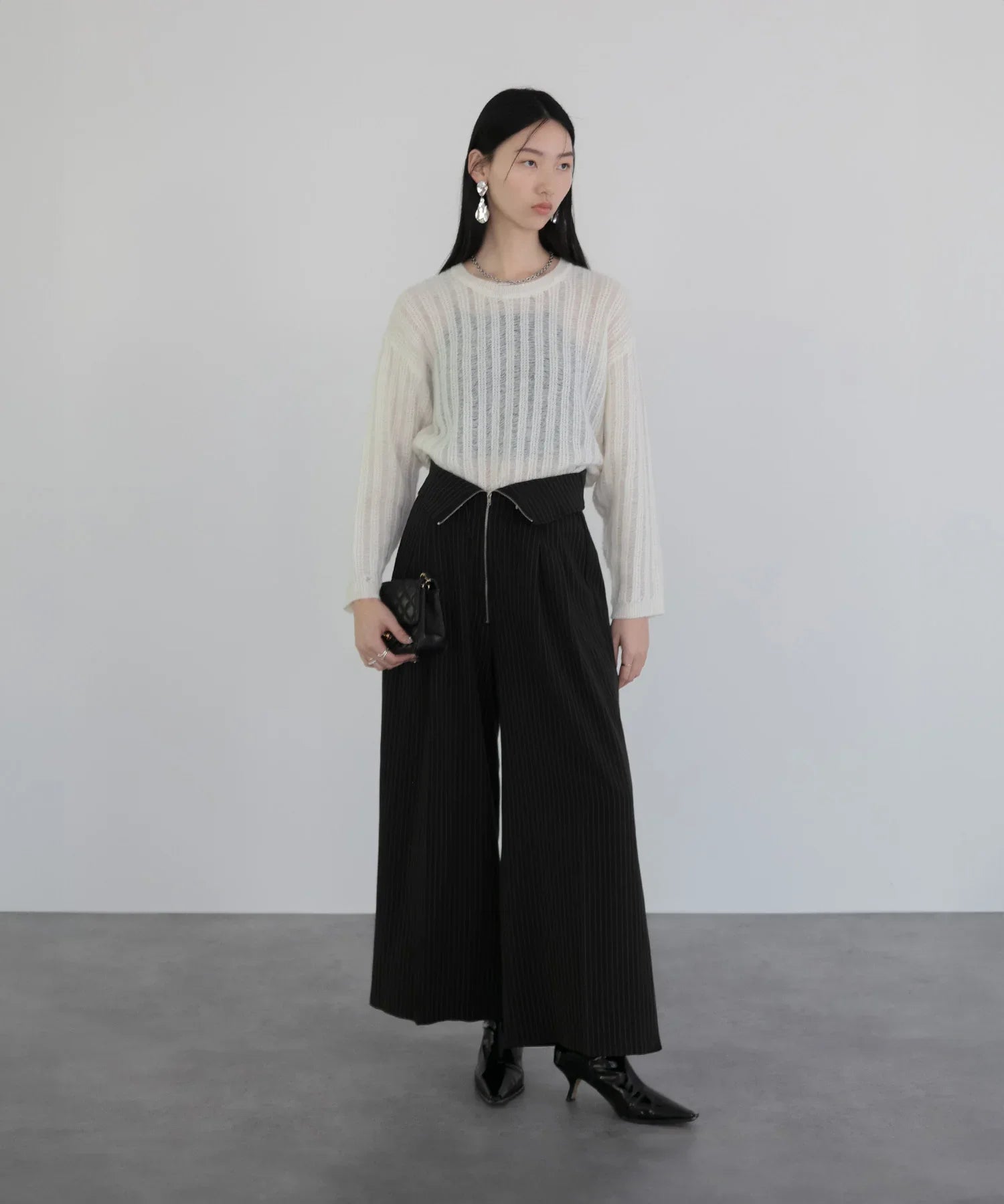 【当日発送】メッシュプルオーバーニットトップス