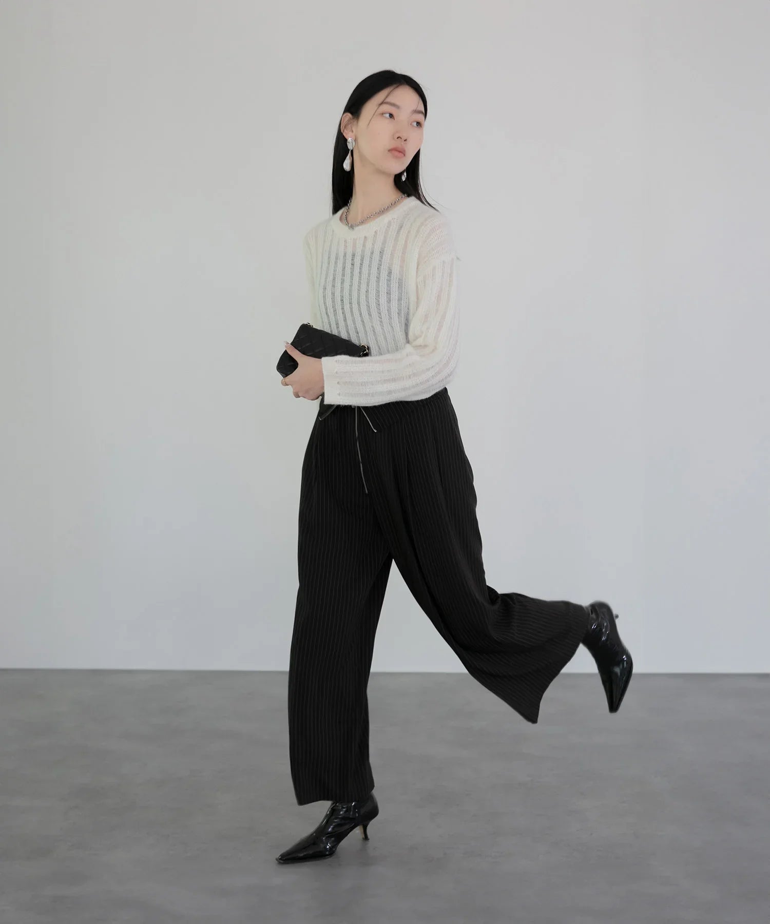 【当日発送】メッシュプルオーバーニットトップス