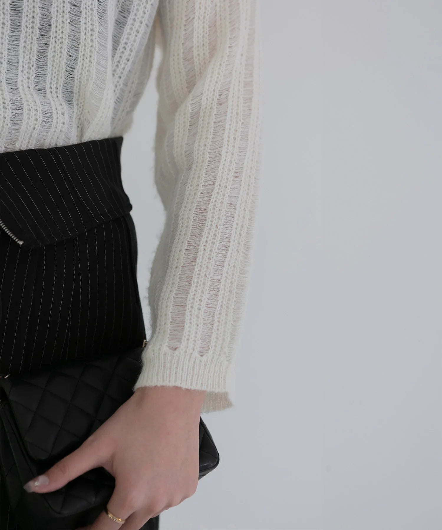 【当日発送】メッシュプルオーバーニットトップス