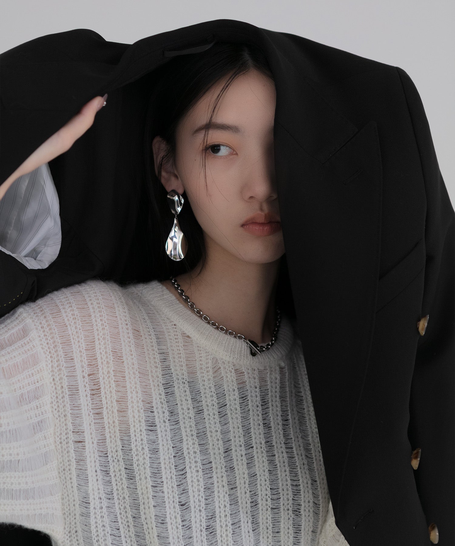 【当日発送】メッシュプルオーバーニットトップス