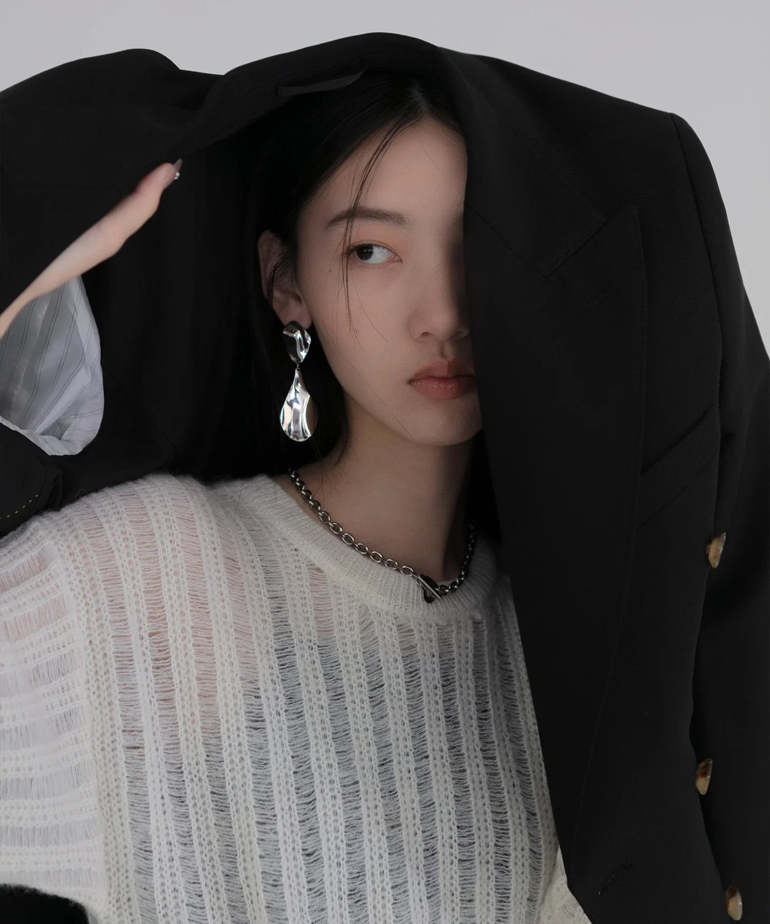 【当日発送】メッシュプルオーバーニットトップス