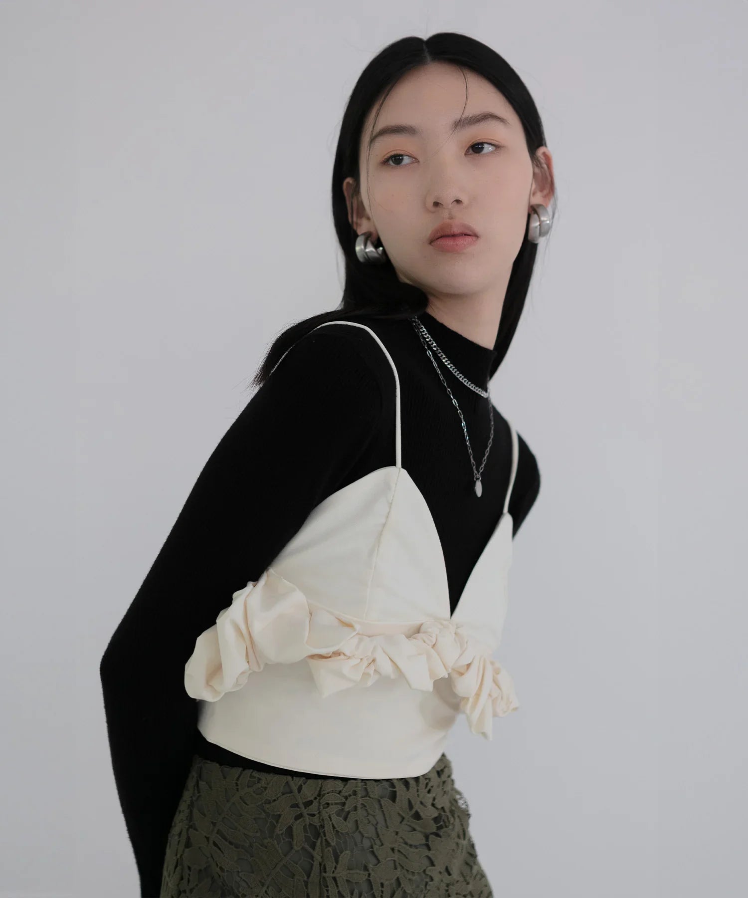 【当日発送】サイドフリルバックジップキャミビスチェ