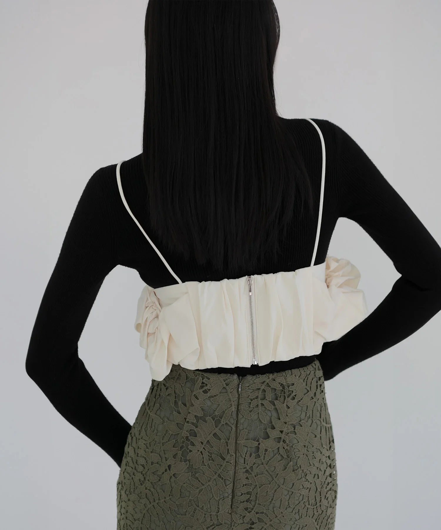 【当日発送】サイドフリルバックジップキャミビスチェ