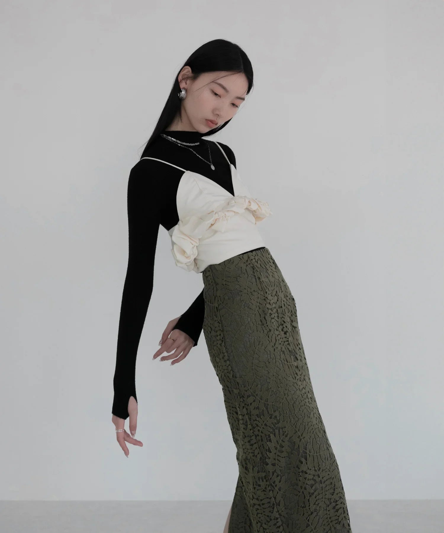 【当日発送】サイドフリルバックジップキャミビスチェ