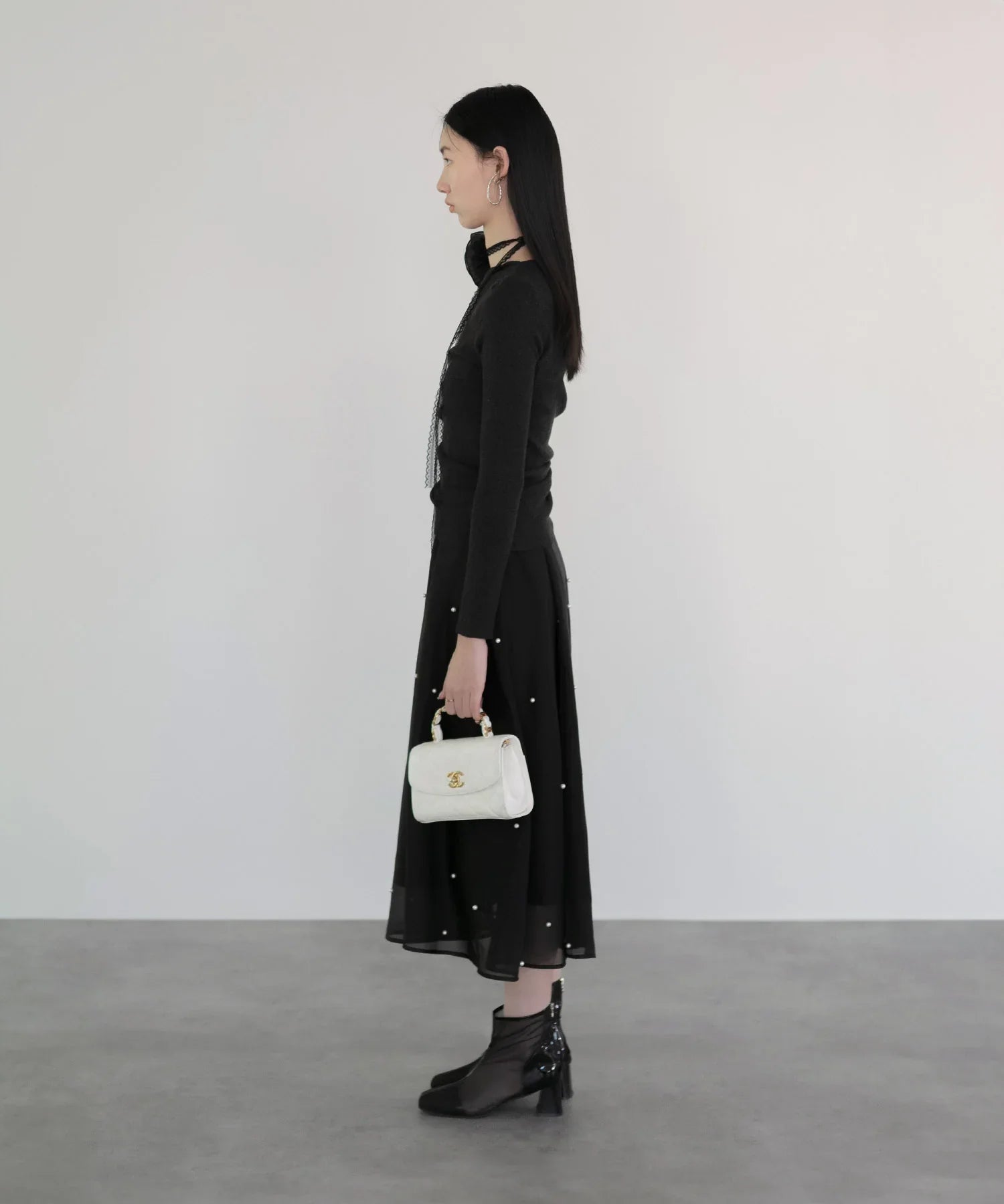 【当日発送】アシンメトリーギャザーワンショルダーニットトップス