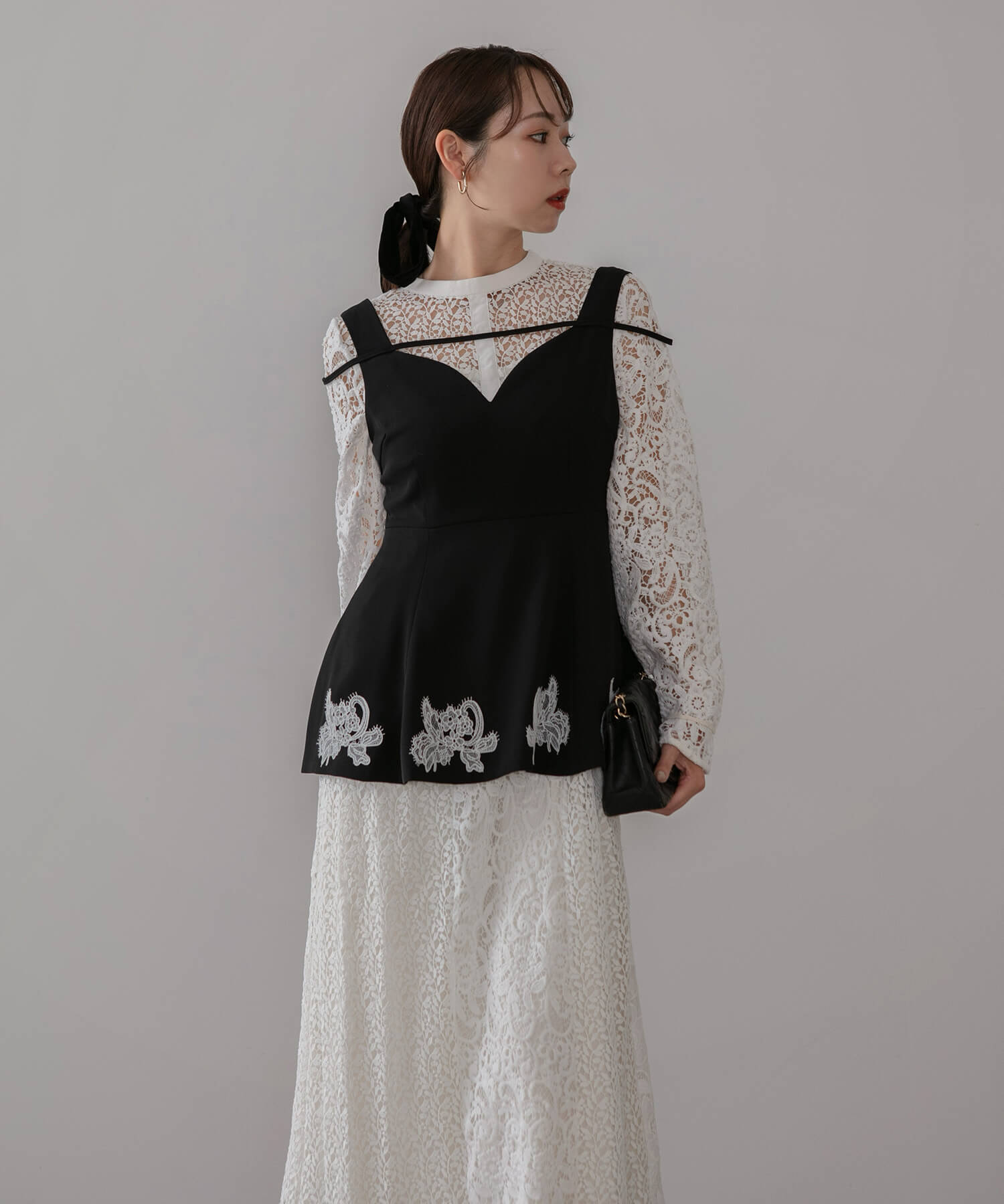 【当日発送】シアースリーブフリルペプラムタイトスカートセットアップドレス