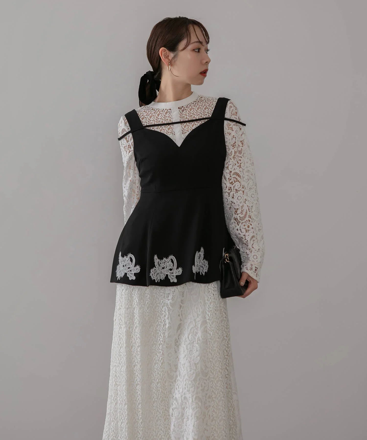 【当日発送】シアースリーブフリルペプラムタイトスカートセットアップドレス