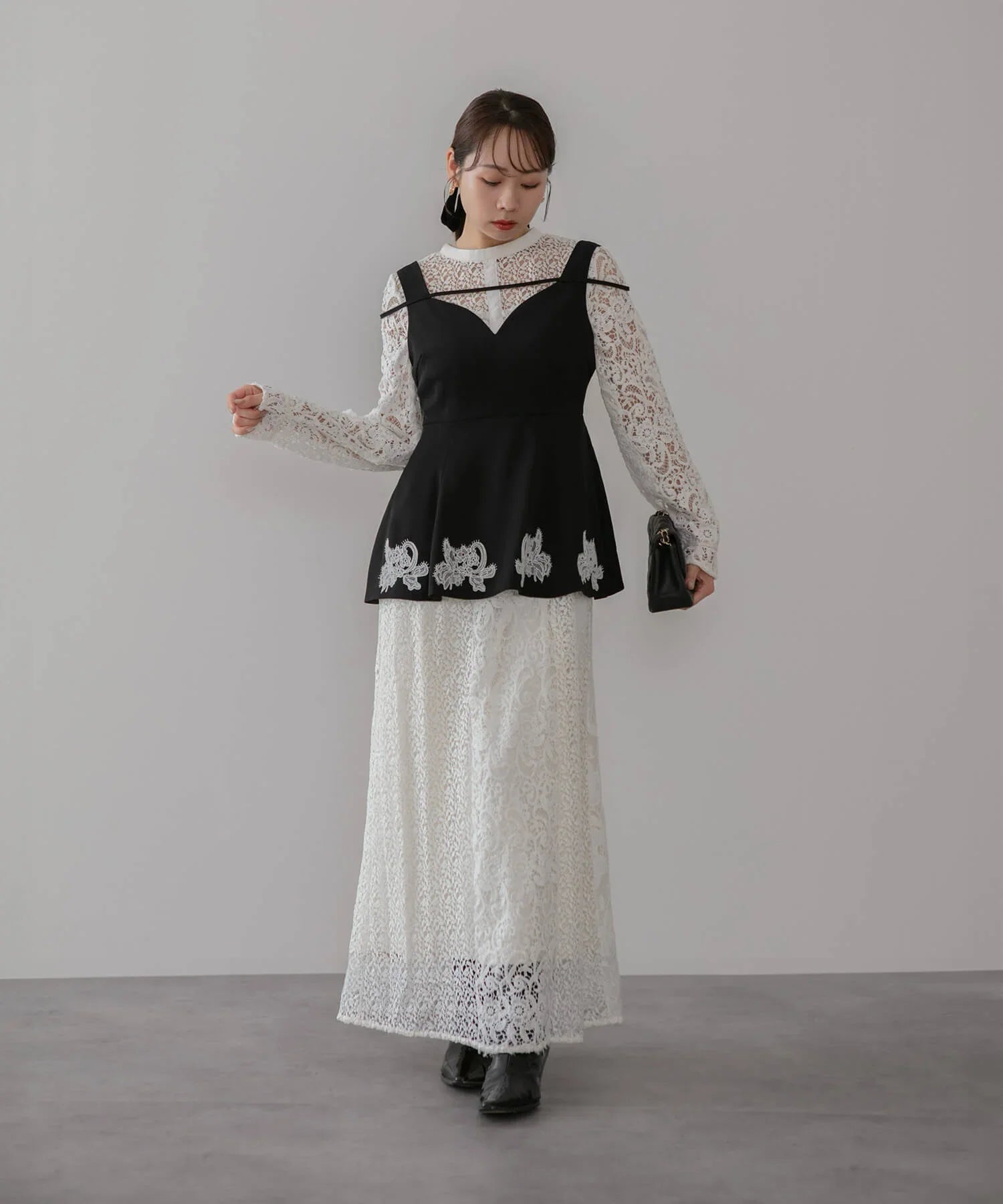 【当日発送】シアースリーブフリルペプラムタイトスカートセットアップドレス