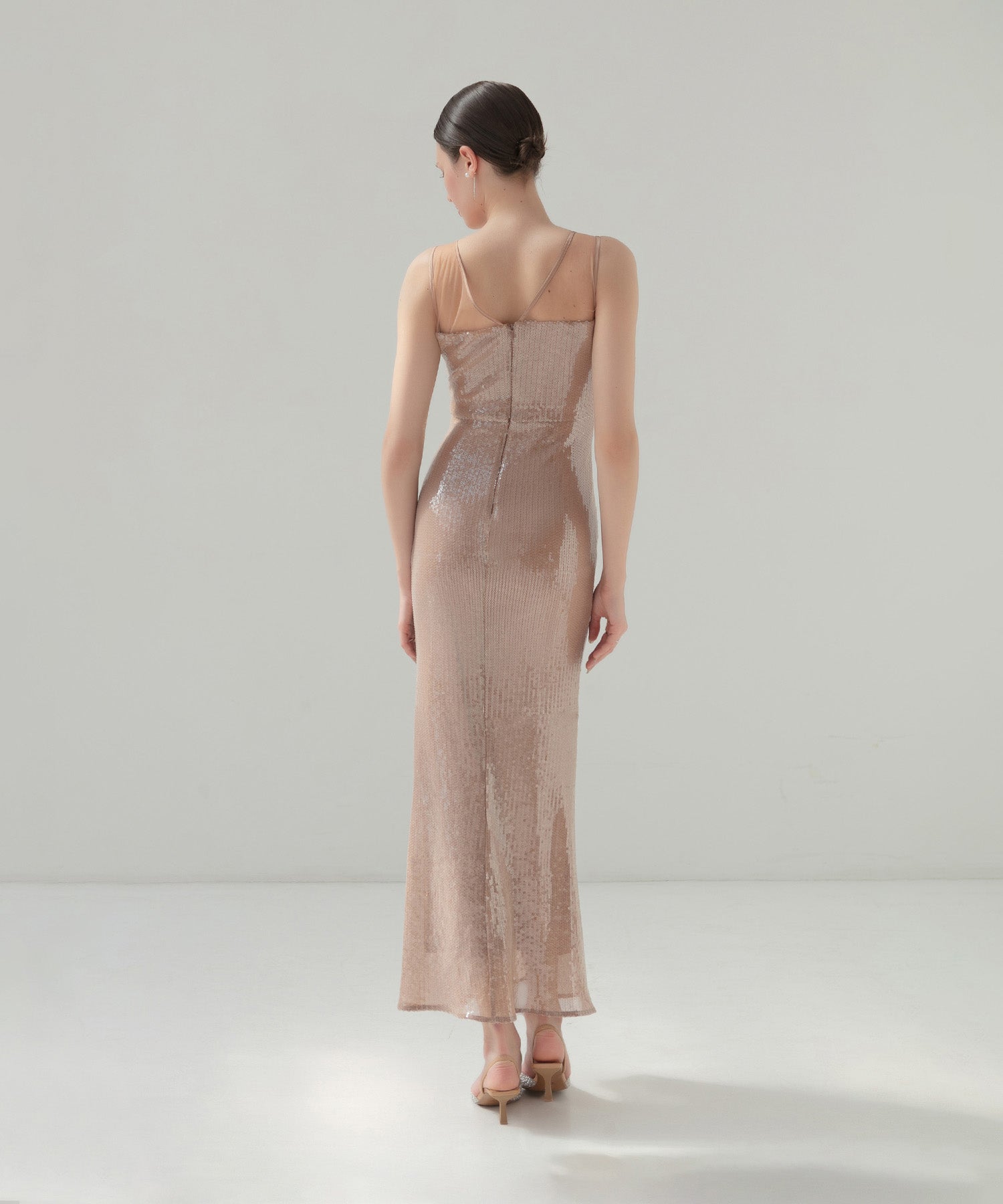 【LEJA LUXE】2WAYファースリーブスパンコールマーメイドドレス