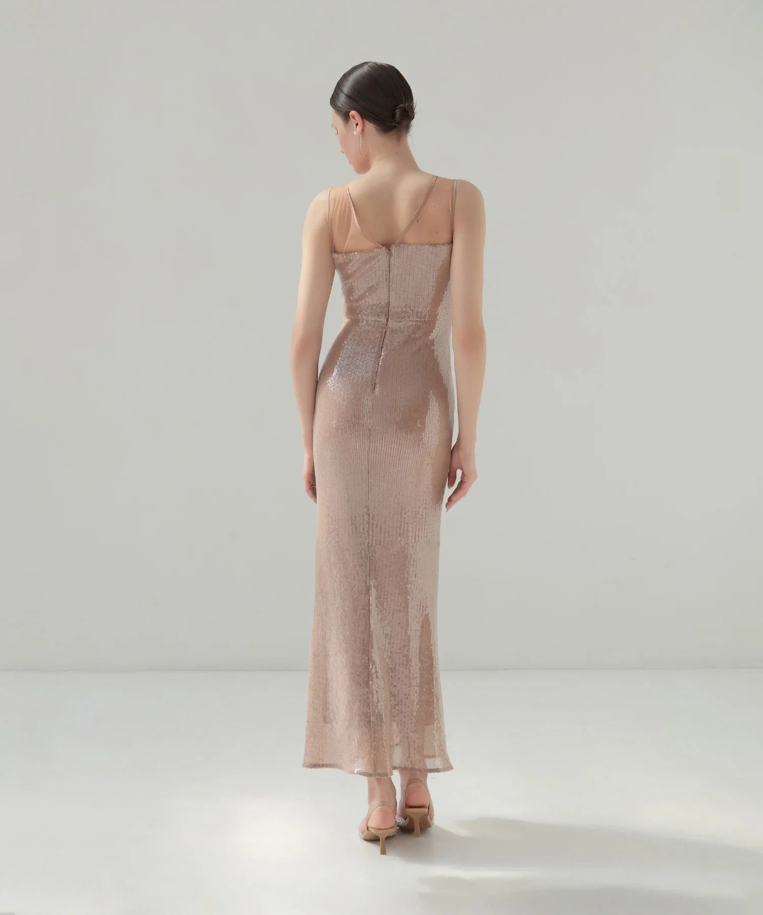 【LEJA LUXE】2WAYファースリーブスパンコールマーメイドドレス