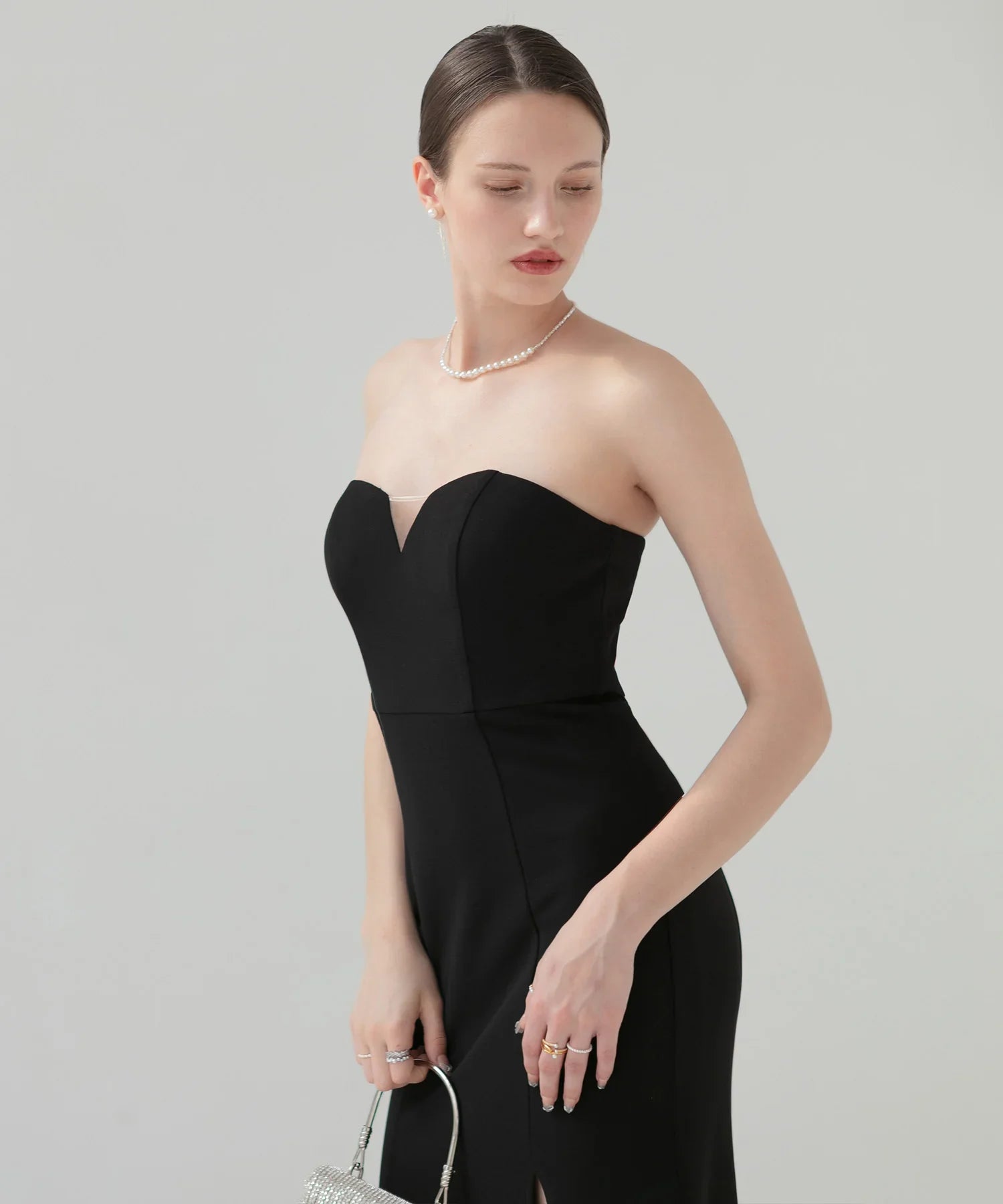 【LEJA LUXE】2WAYストーンペプラムビスチェマーメイドドレス