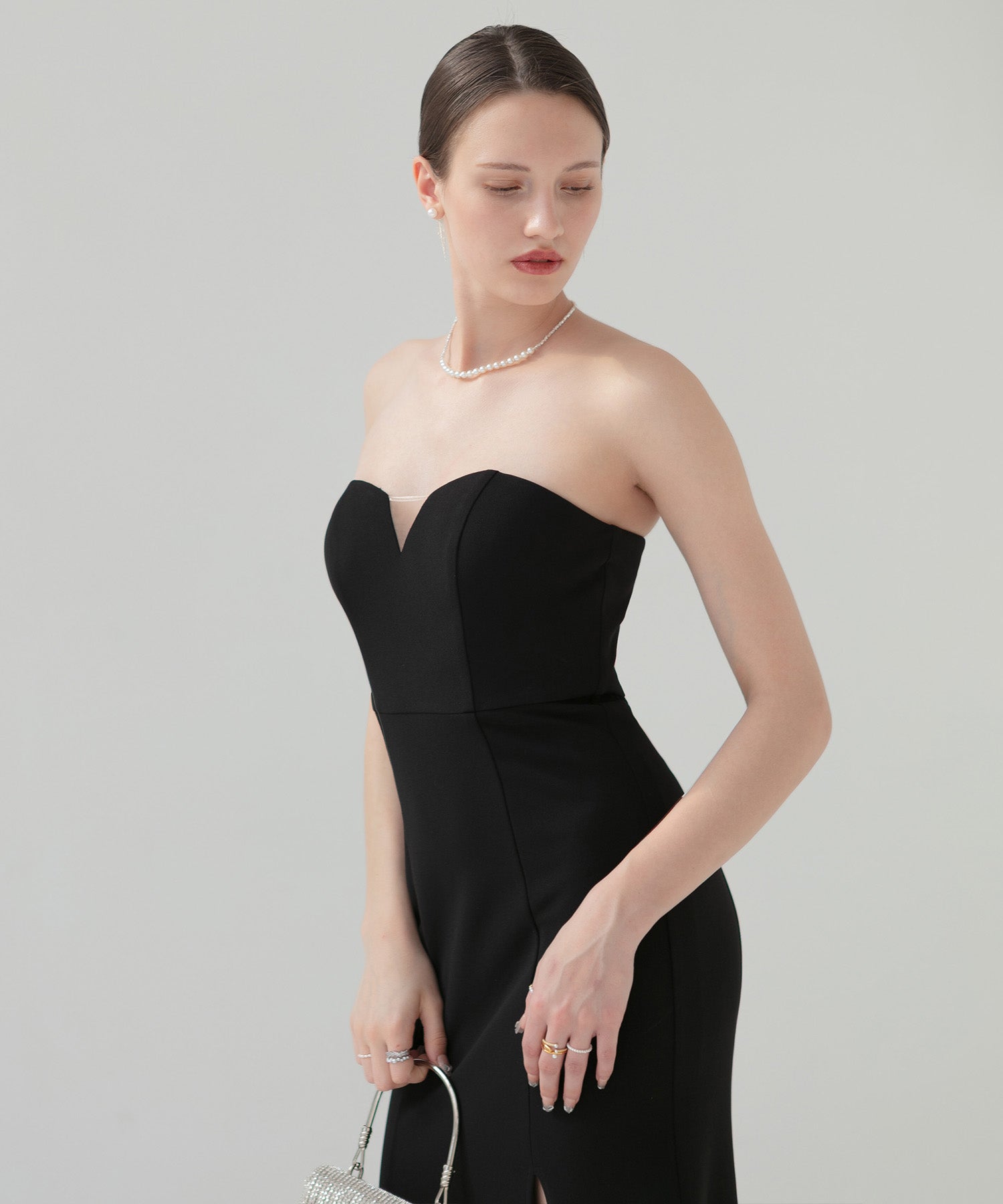 【LEJA LUXE】2WAYストーンペプラムビスチェマーメイドドレス