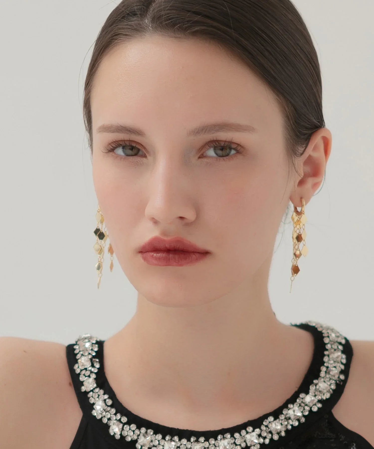 【当日発送】ダイヤモチーフロングピアス