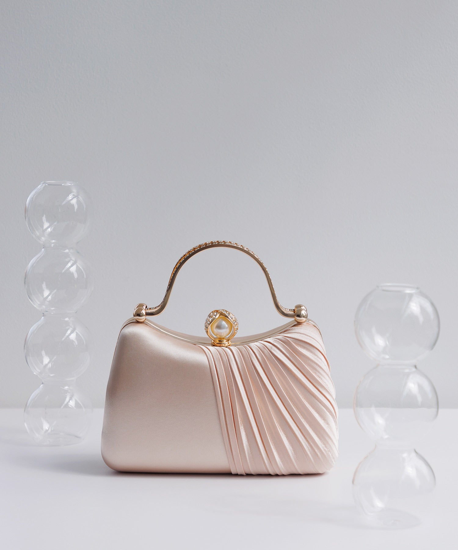 【当日発送】2WAYハーフプリーツパールストーンバッグ