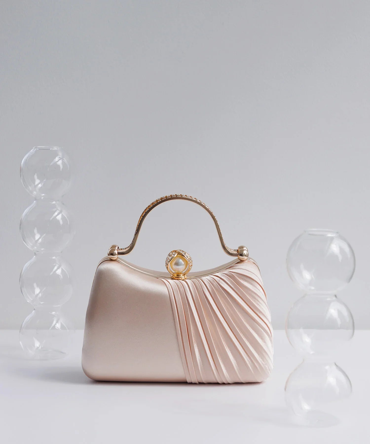 【当日発送】2WAYハーフプリーツパールストーンバッグ