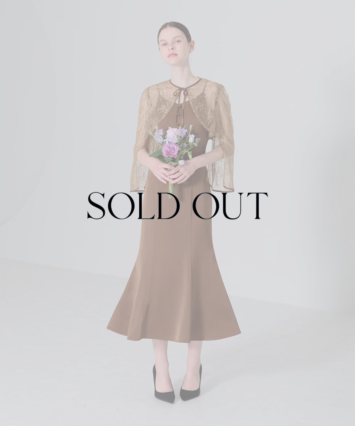 SOLDOUT】ケープ風レーススパンコール刺繍ボレロキャミワンピース 