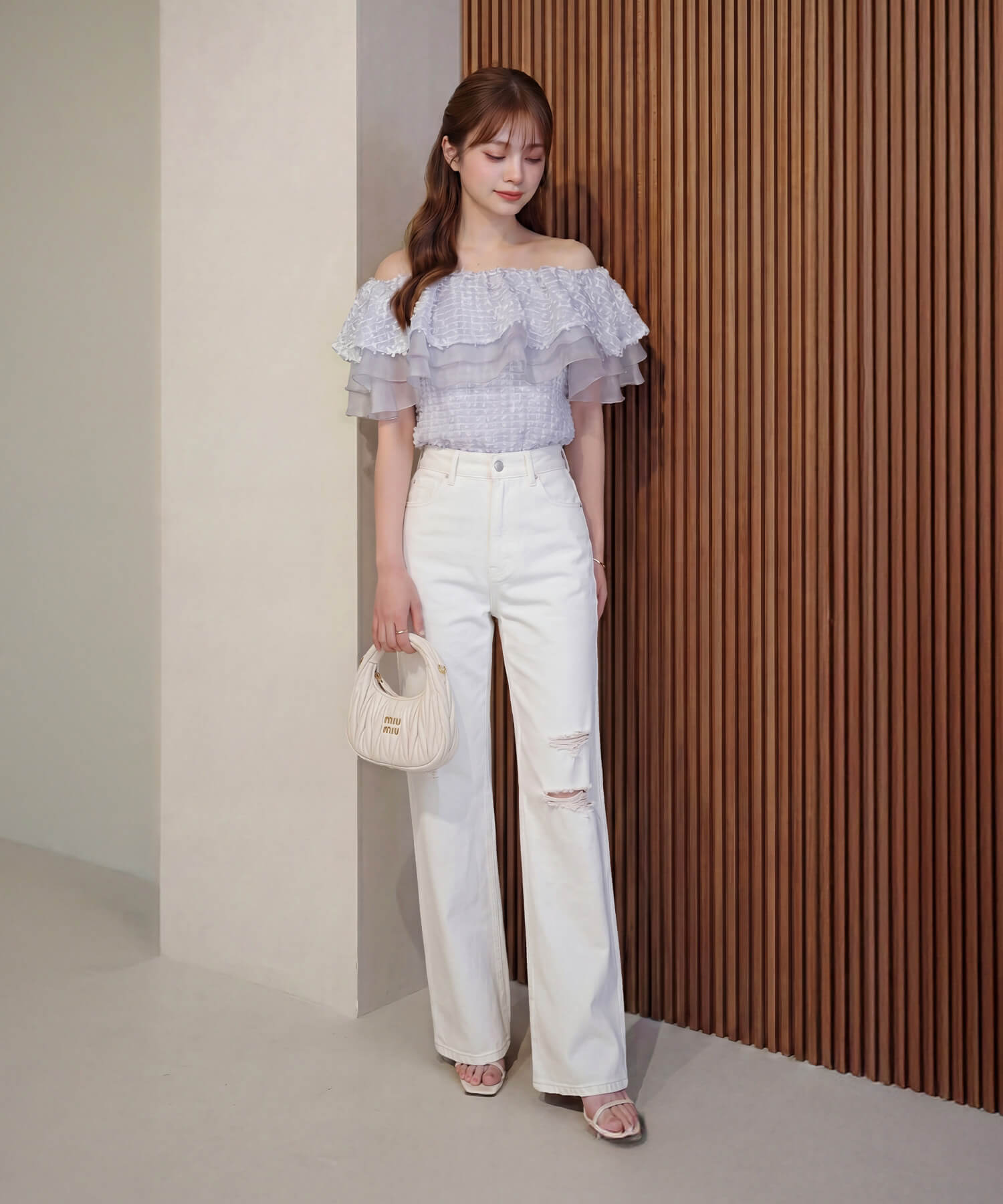 【COMING SOON】3WAYオフショルフリンジシアーレイヤードトップス