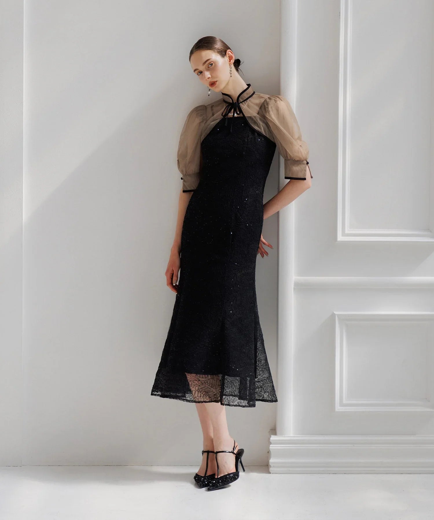 【当日発送】スパンコールボタニカルマーメイドボレロ2WAYワンピースドレス