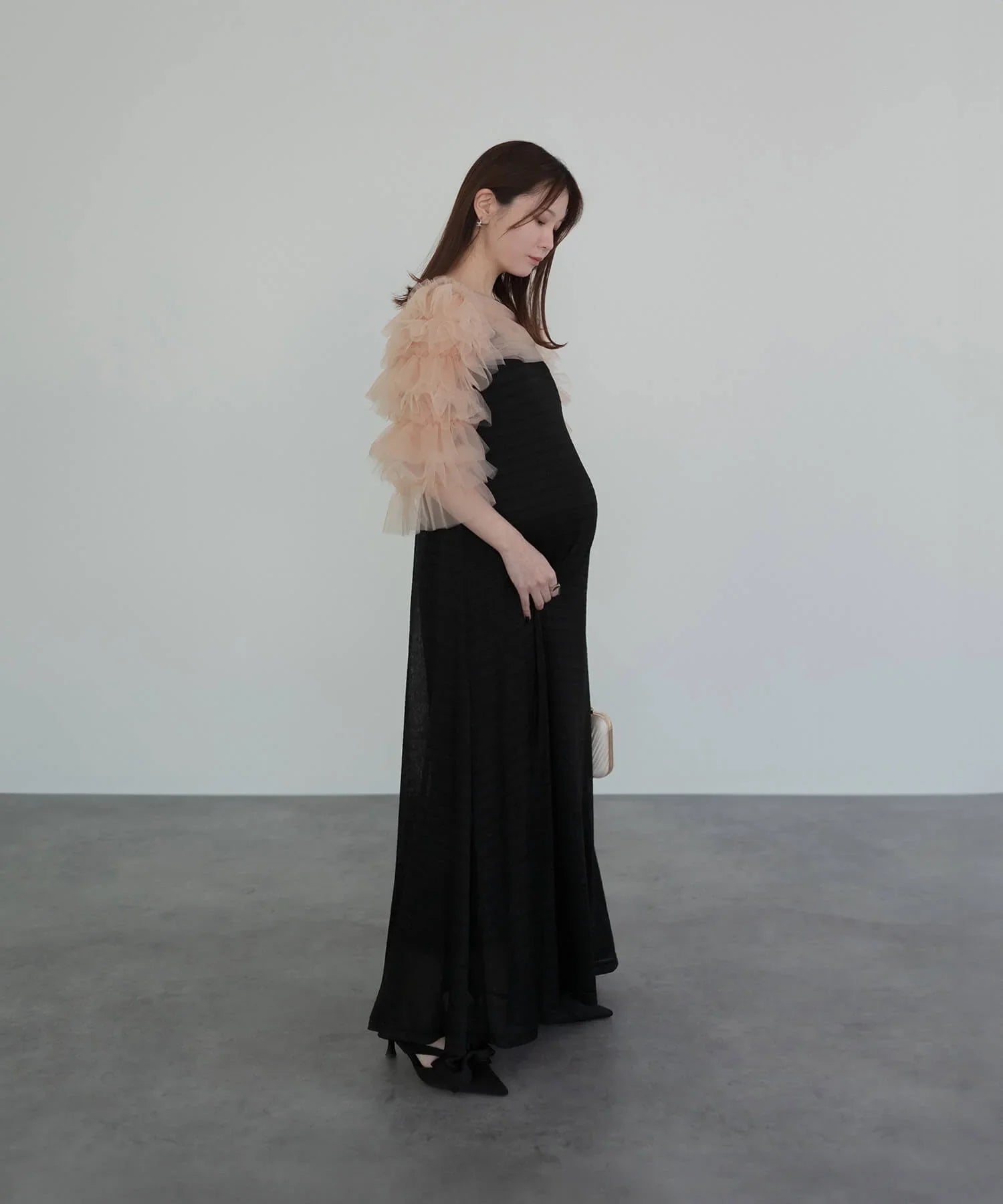 分層式荷葉邊薄紗短上衣連身裙