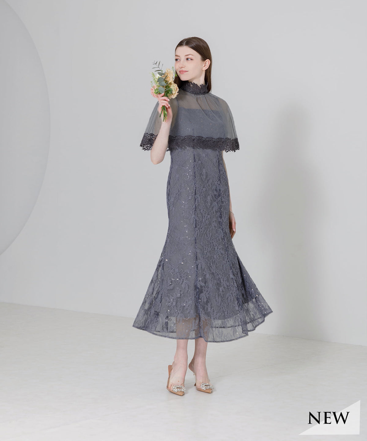 タグつき 新品】【blugirl】シースルーお花モチーフ ロングドレス 