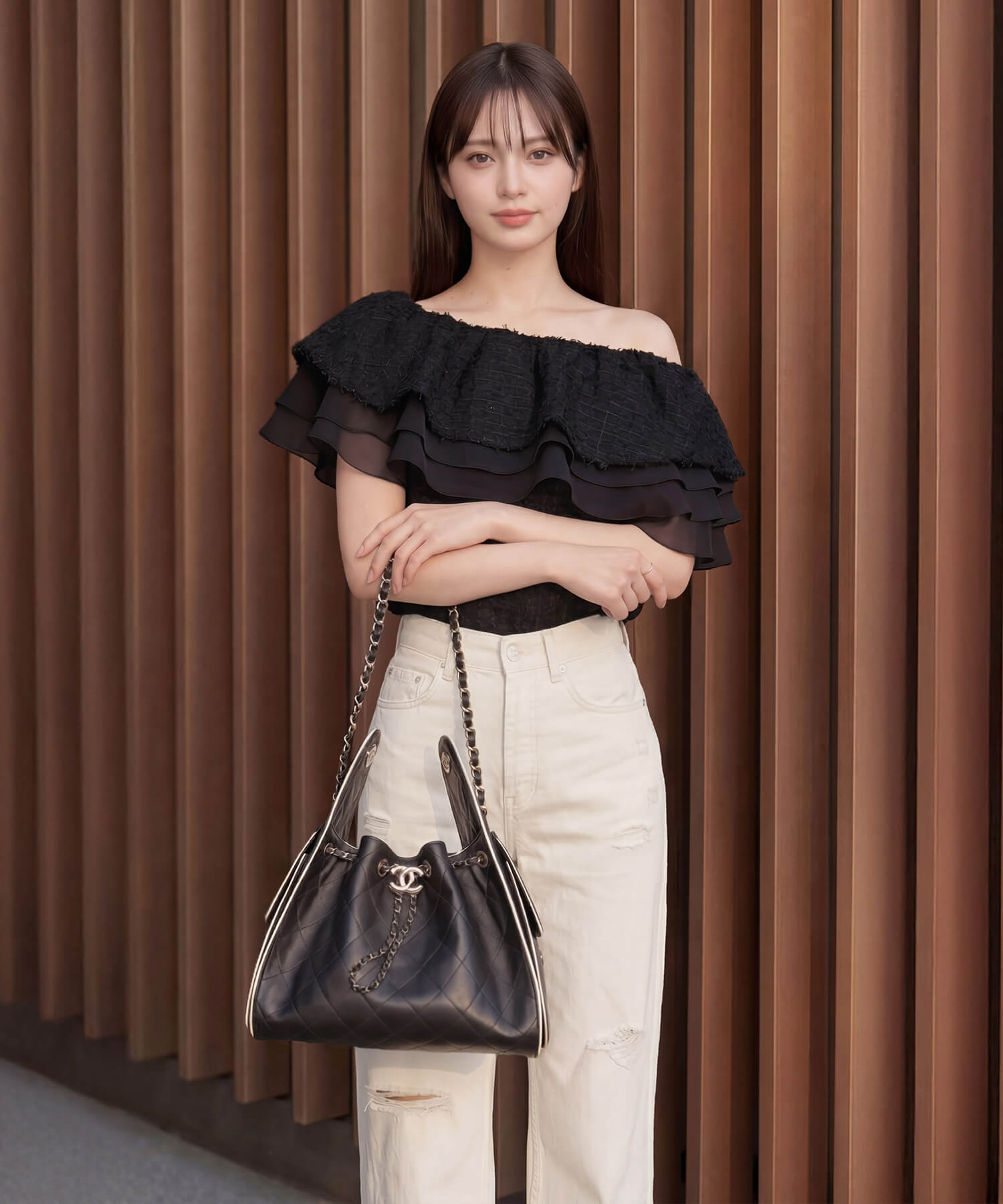 【COMING SOON】3WAYオフショルフリンジシアーレイヤードトップス