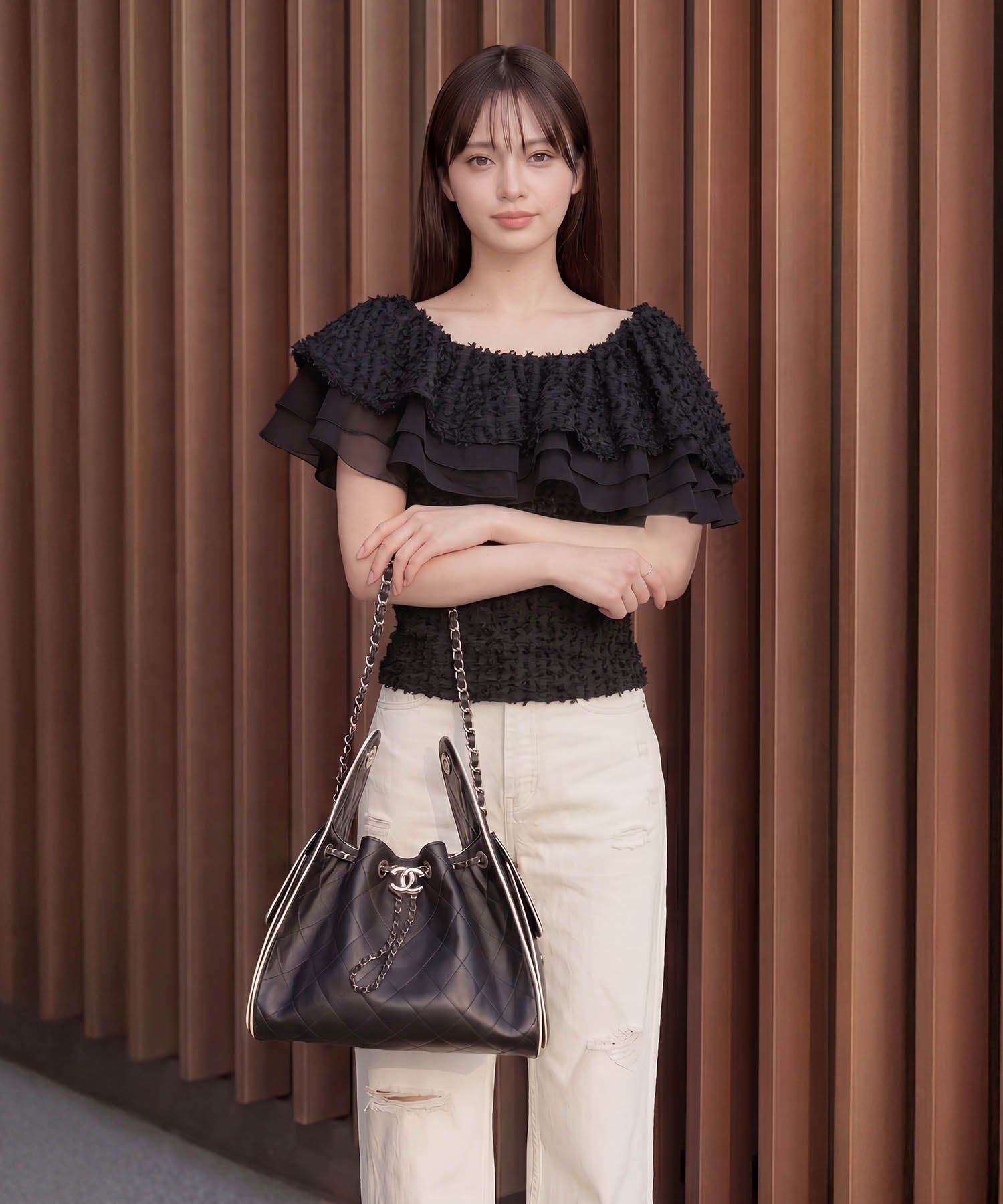 【COMING SOON】3WAYオフショルフリンジシアーレイヤードトップス