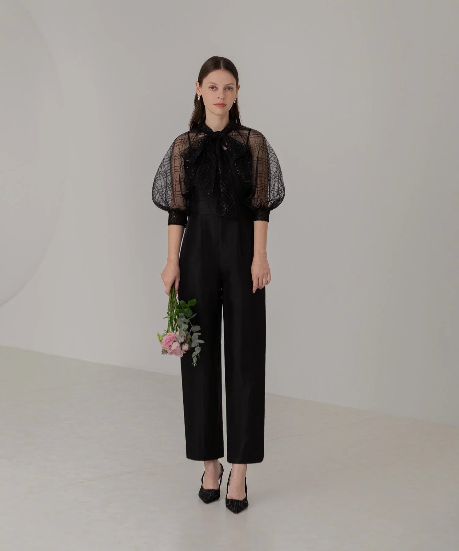 【當天出貨】圓點亮片緞帶波羅呢連身裙