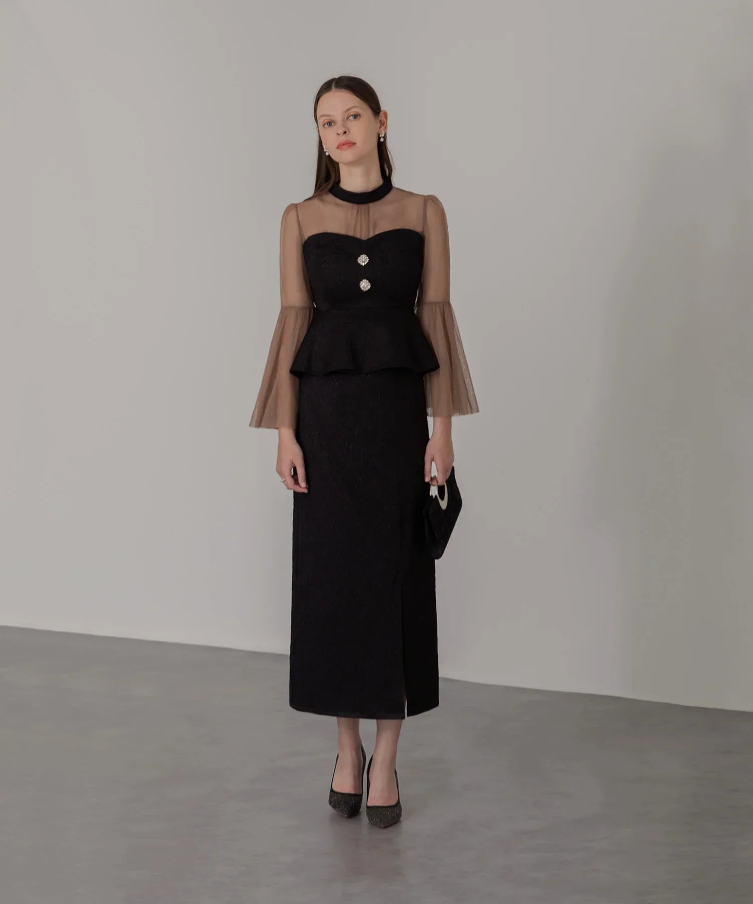 【当日発送】スパンコールビジューボタンセットアップワンピースドレス