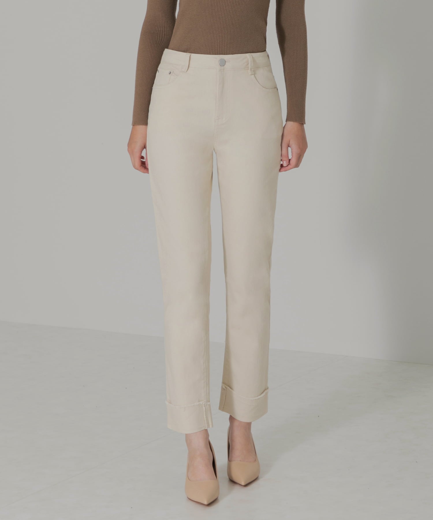 【当日発送】ロールアップストレートデニムパンツ