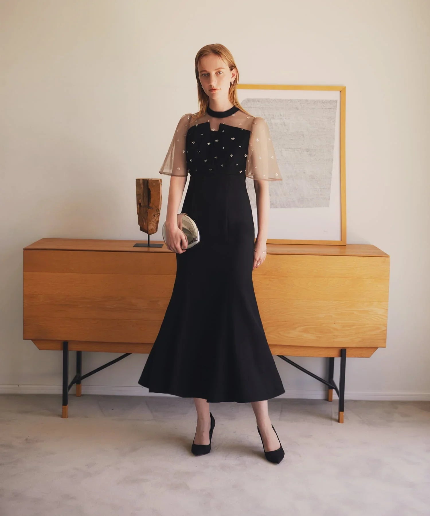 【當天出貨】碎花亮片薄紗重疊魚尾裙