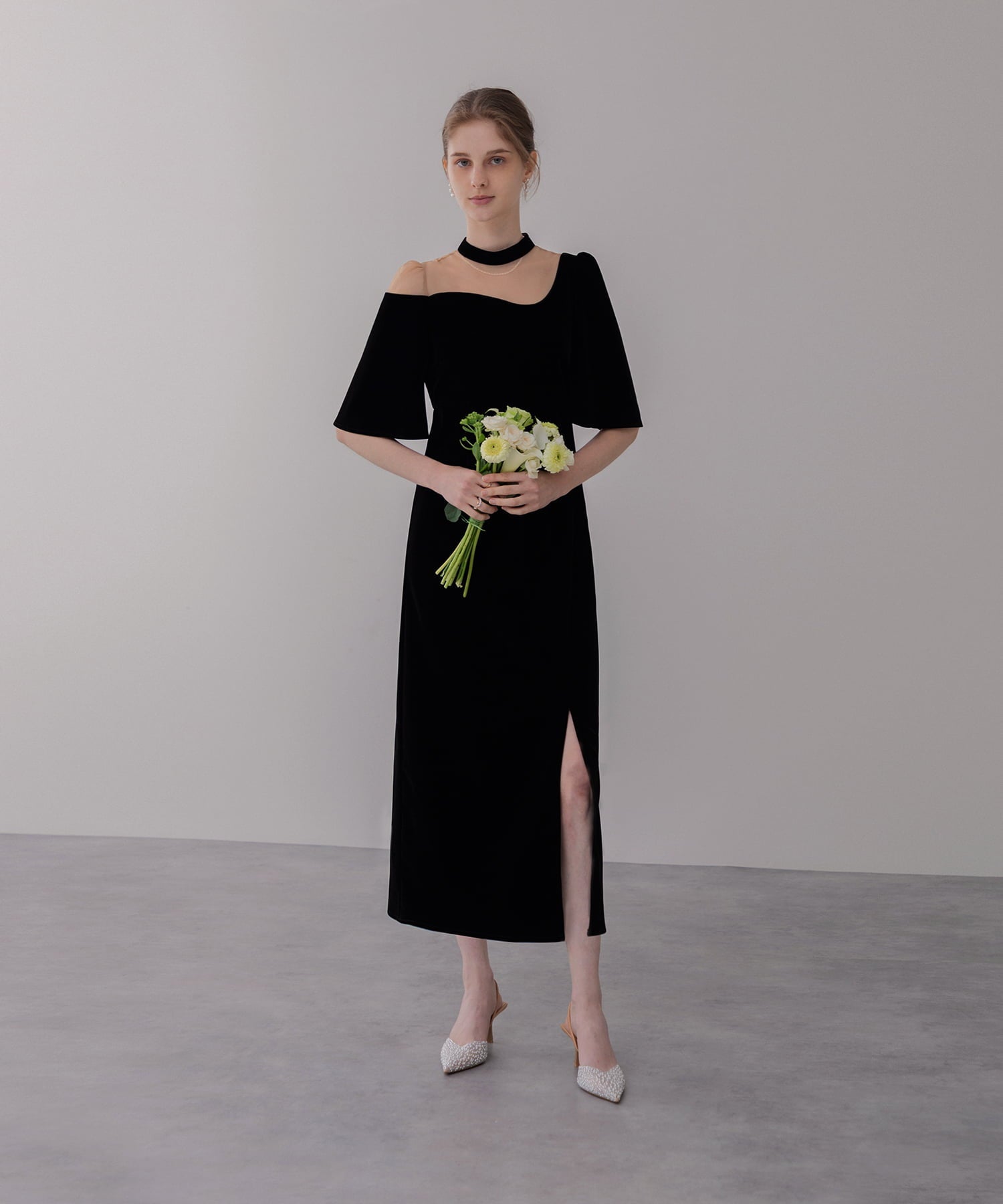 【当日発送】シアースパンコールベロアIラインワンピースドレス