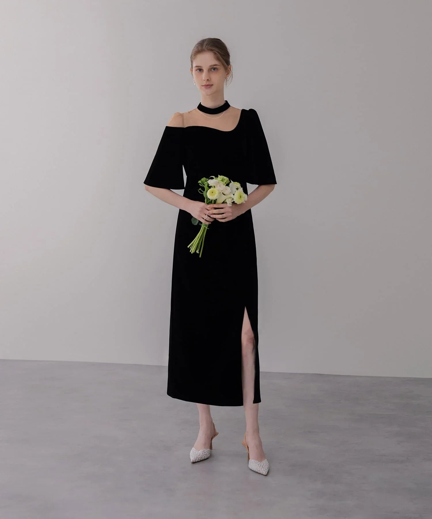 【当日発送】シアースパンコールベロアIラインワンピースドレス