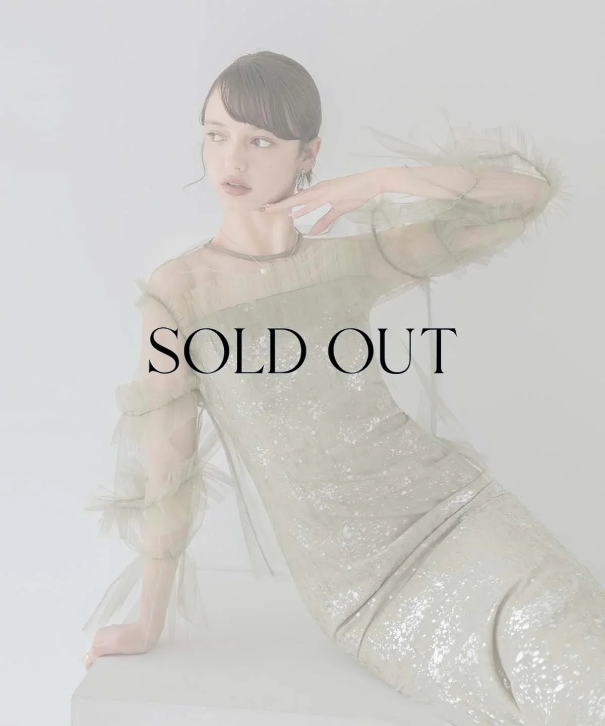 【SOLD OUT】チュールフリルペイントマーメイドワンピースドレス