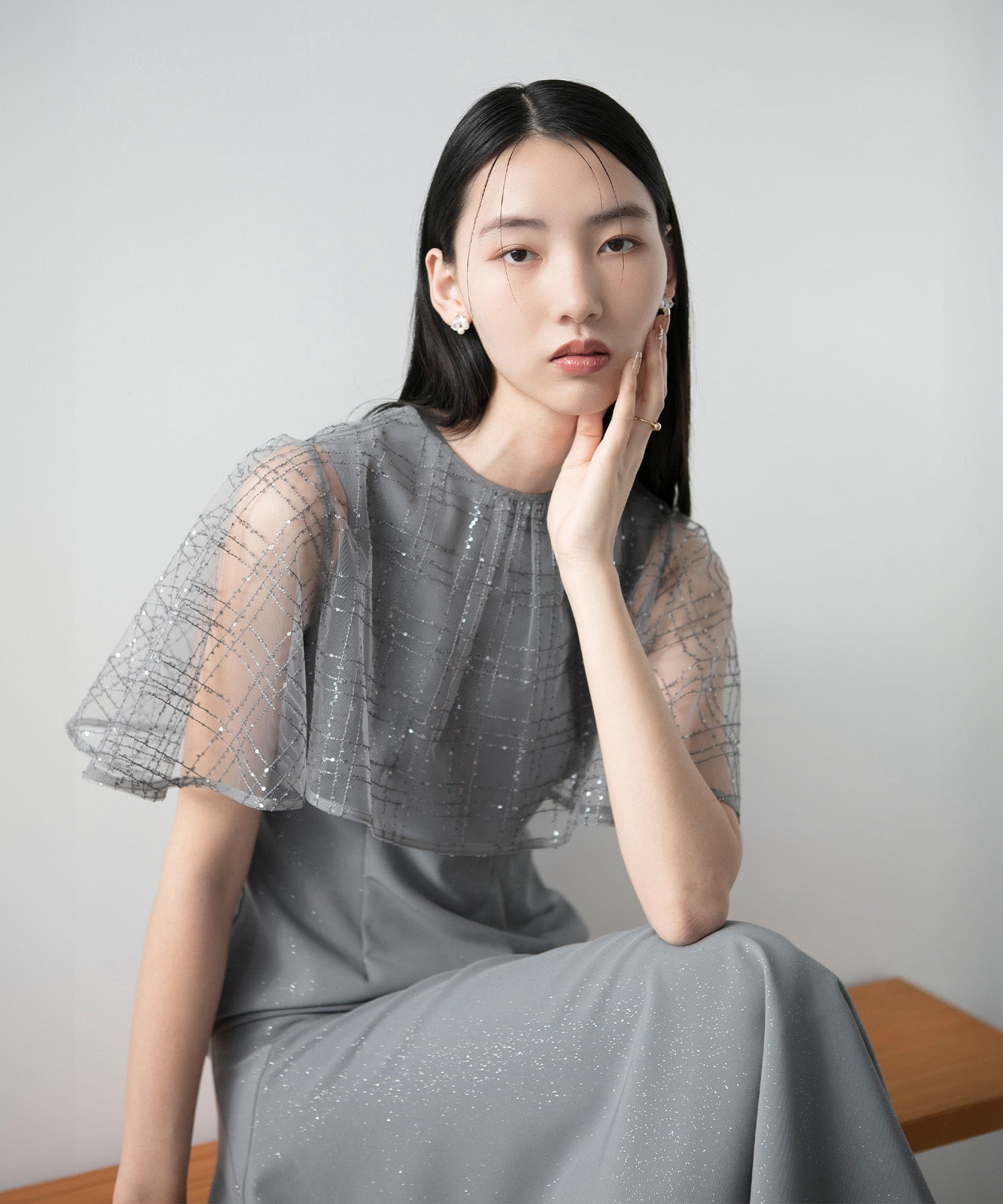 【当日発送】チェックスパンコールボレロラメワンピースドレス