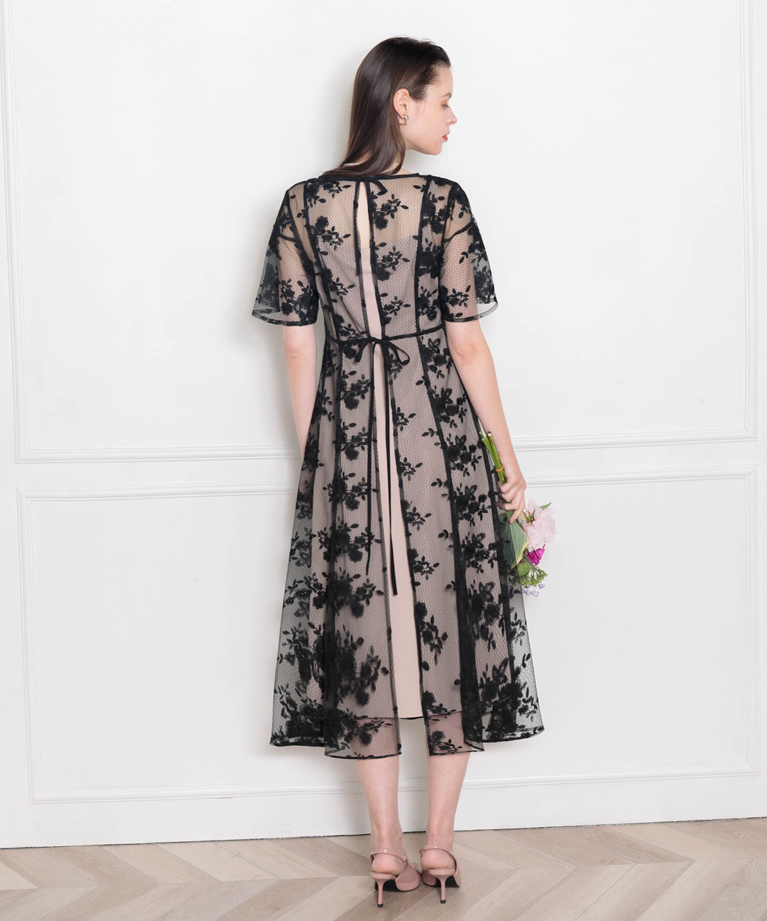 【当日発送】花柄バックリボンワンピースセットアップワンピースドレス